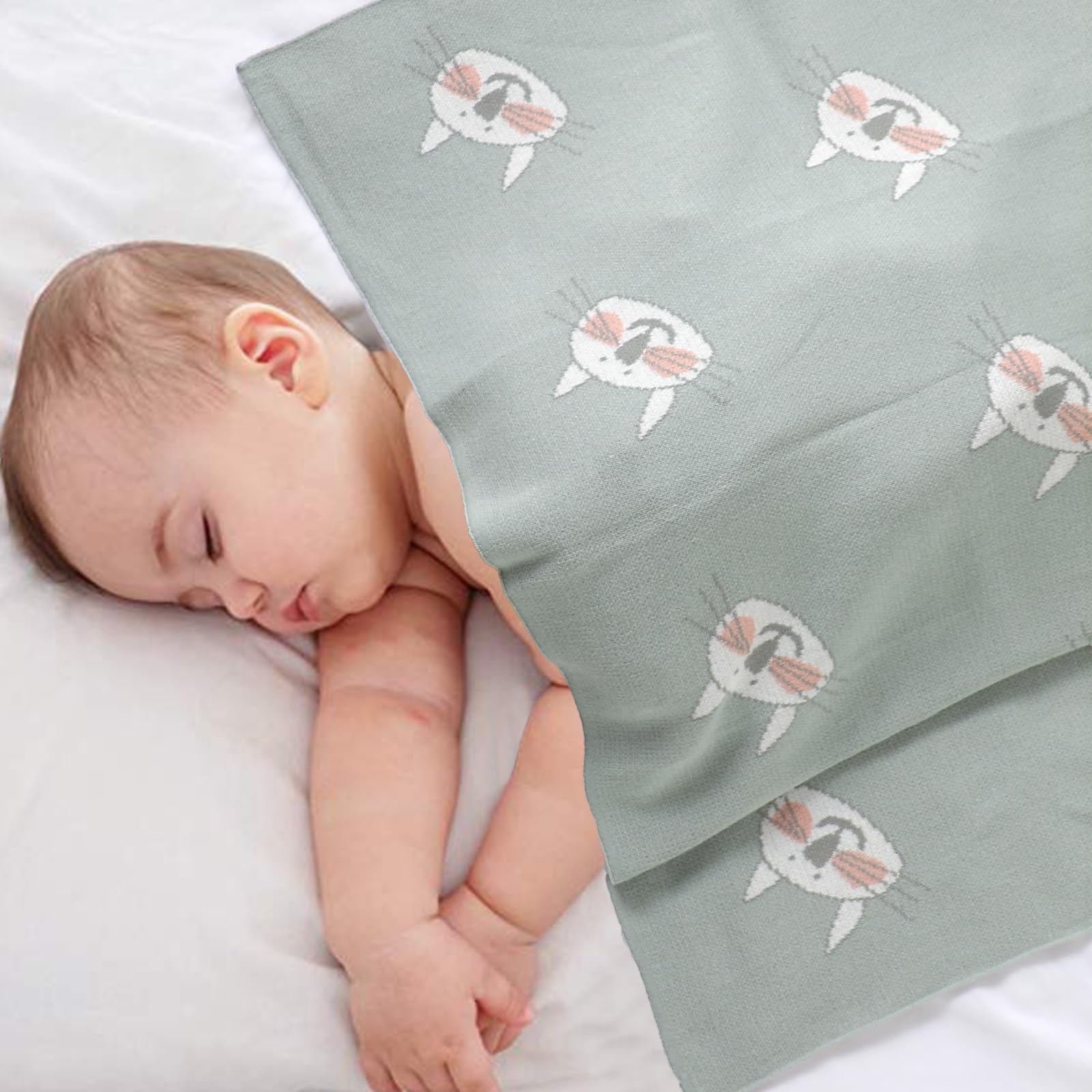 Hadetoto Baby Blanket for Newborn Soft Cozy Knitted Cotton Blankets Baby Essentials Gifts for Newborn Girl Boy 100 x 80cm - Image 2