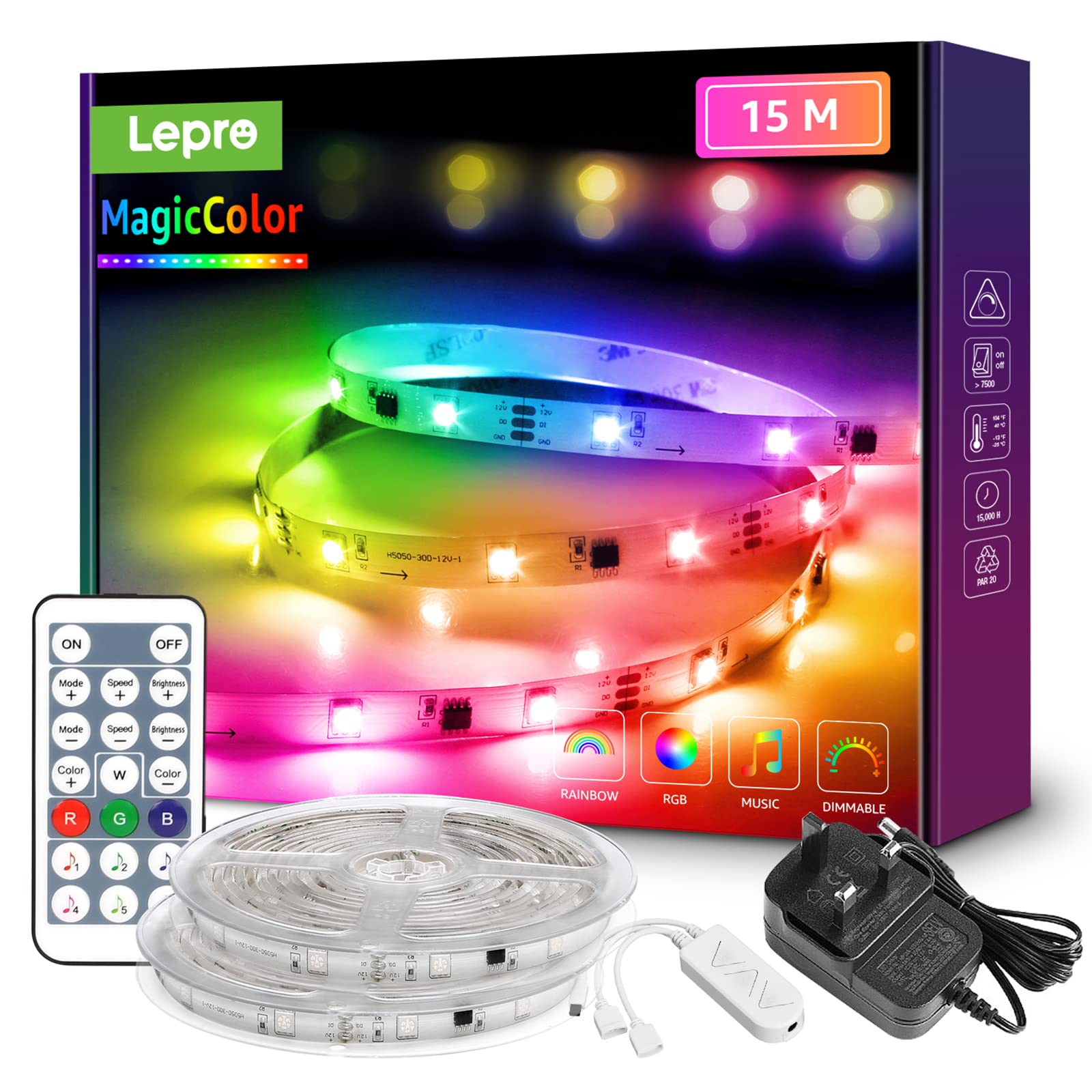 Sponsored Ad – MagicColor LED Strip Light 15M, Rainbow Chasing Effects, Remote Control, 30 LEDs/M, Multiple Colours at Once, Music Sync LED Lights for Bedroom, Gaming, Party and Room Decor (2 Rolls of 7.5M)