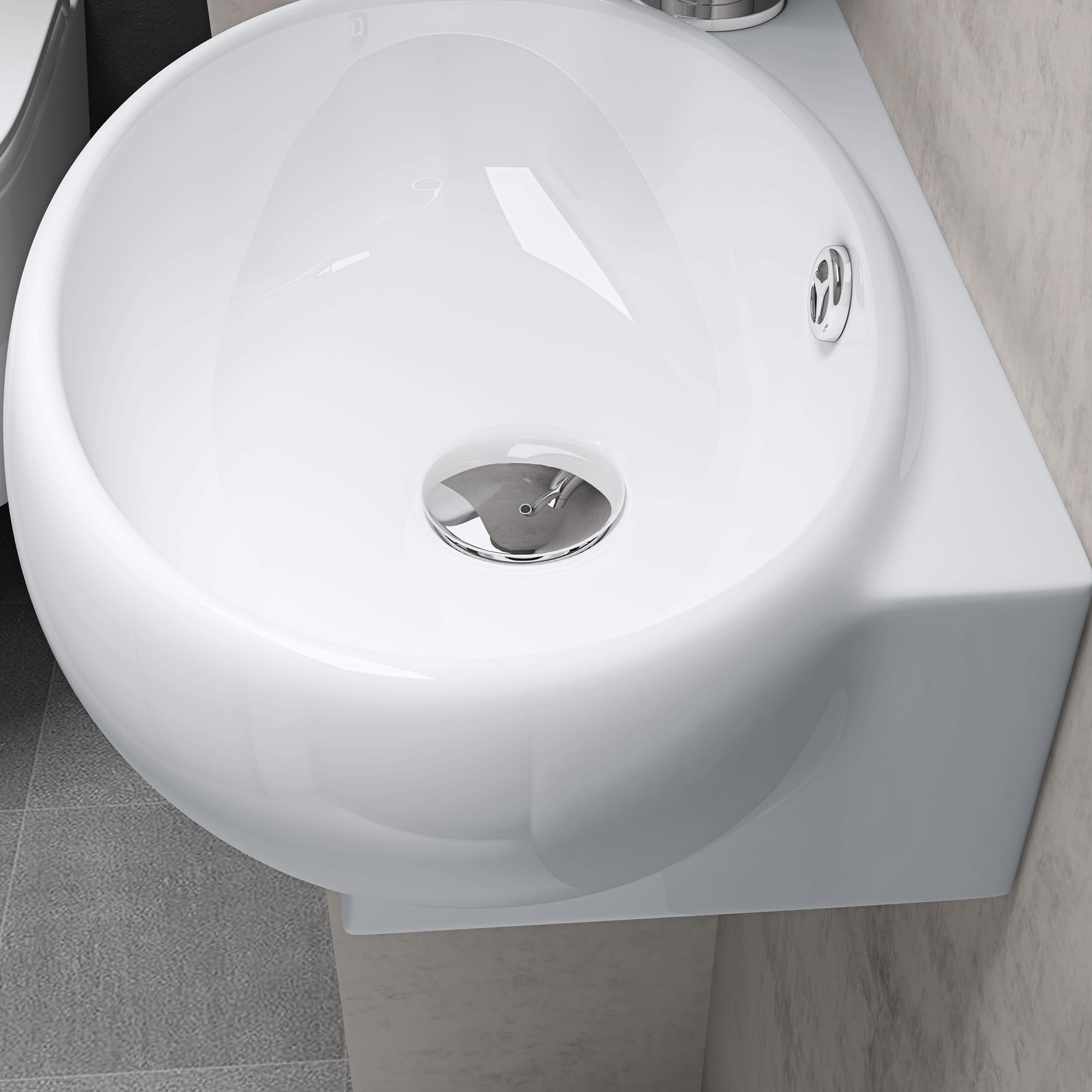 doporro Lavabo da Appoggio 42x28x15cm, Lavandino Bagno in Ceramica Nano Rivestimenti Inclusi Brüssel001L, Bianco