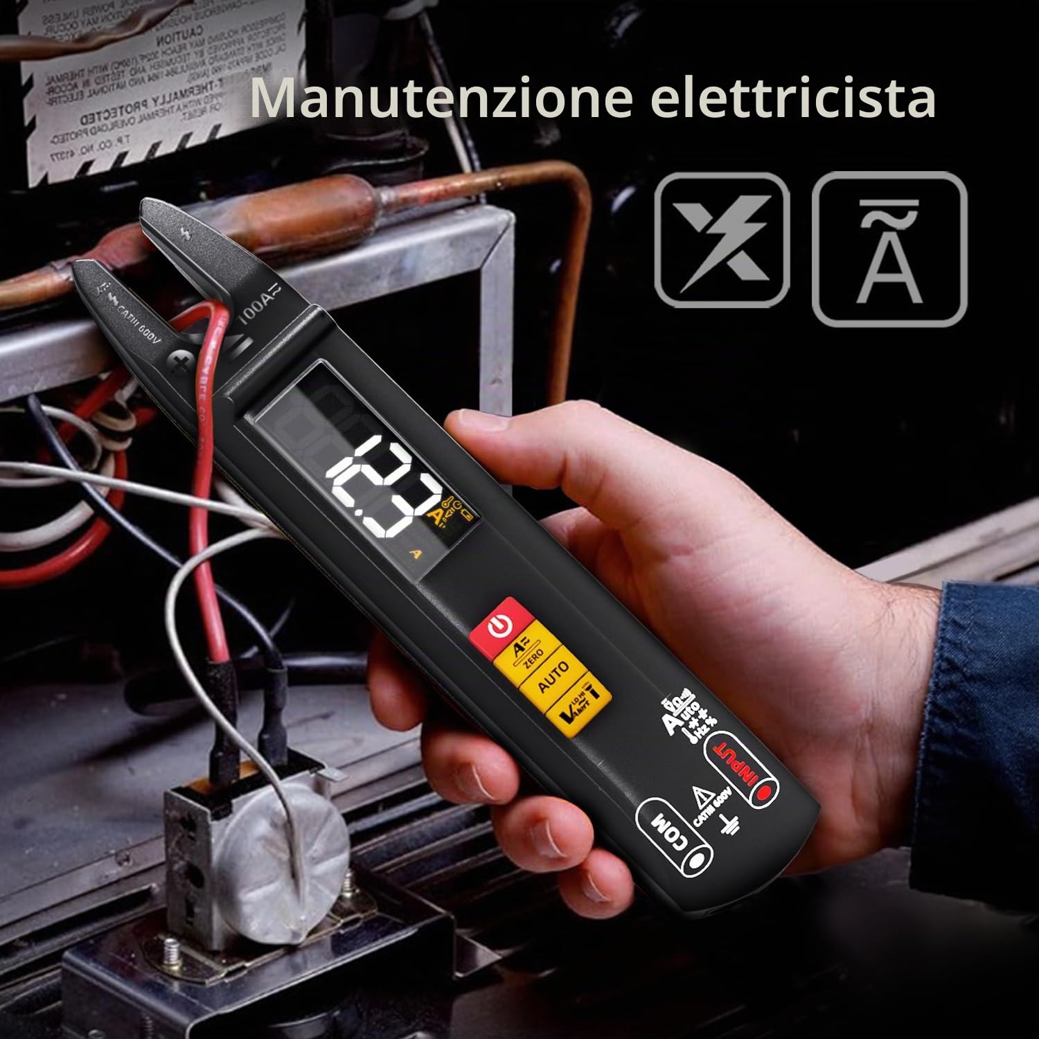 BSIDE U1 Multimetro Digitale Intelligente Pinza Amperometrica Aperta DC AC 6000 Conteggi, Mini e Ricaricabile, Tester Automatico di Tensione Corrente Ohm Continuità, Tester Capacità Diodo Hz NCV