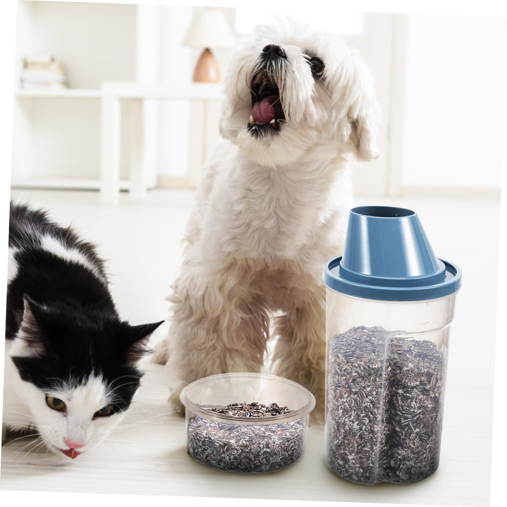 Hemoton 2Pcs Cat Food Storage Container Tightly Sealed Dry Food Holder for Pets Airtight Bin Design for Instant Visibility for Cats Dogs and Birds