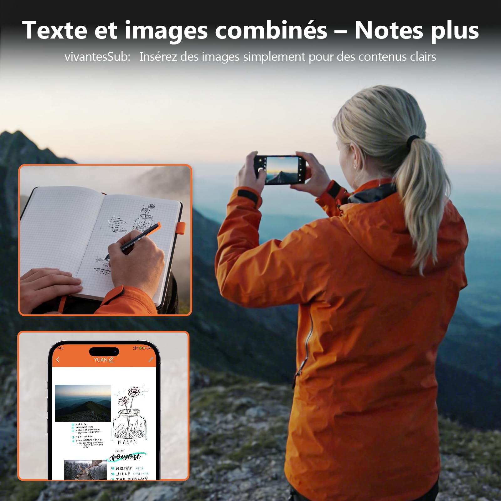 Yuan Smart Writing Set – Digital Notebook with Smart Pen, Connected Notebook,Synchronisation en temps réel. Inclut un mini carnet, des recharges de rechange et un câble de charge,Pour tous les publics