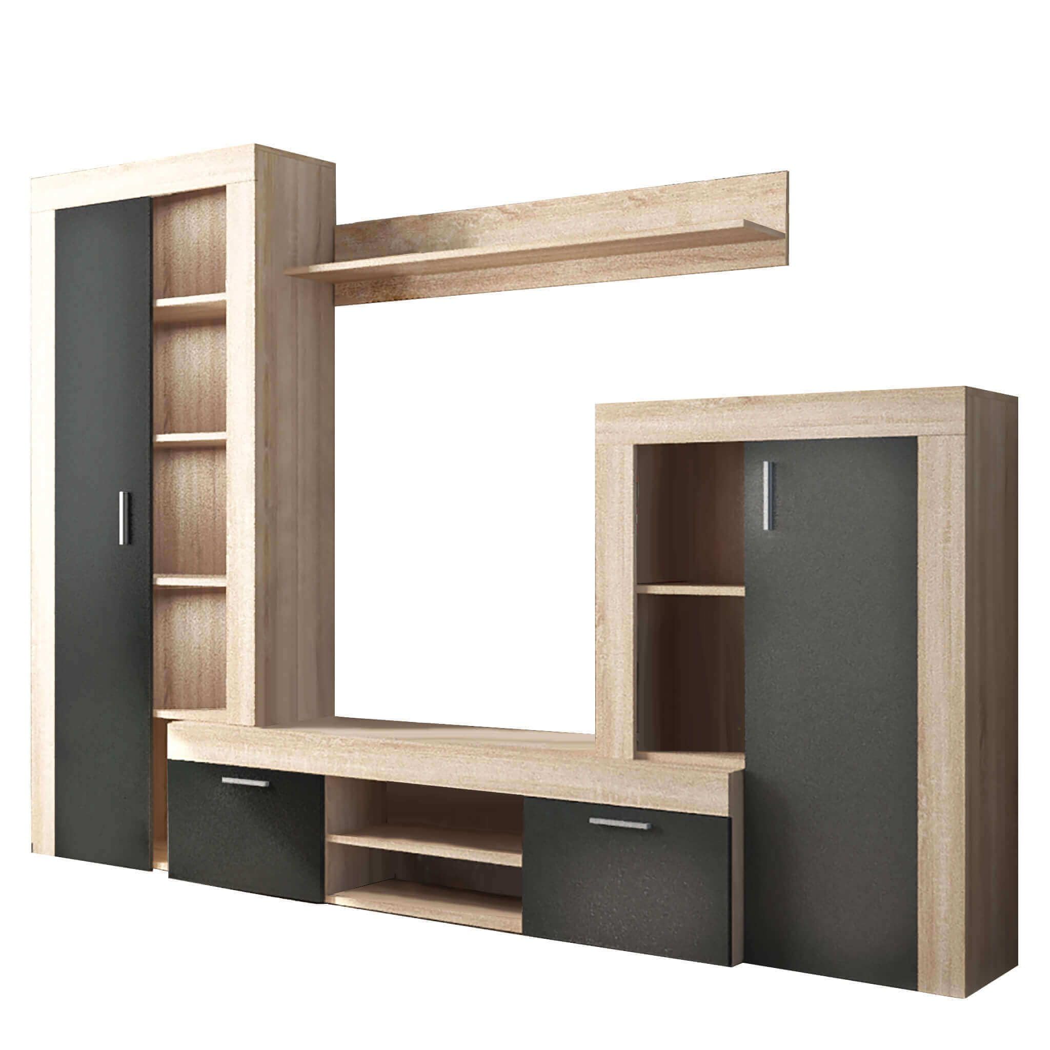 milani home - parete attrezzata porta tv soggiorno moderna di design 263x40x200 h
