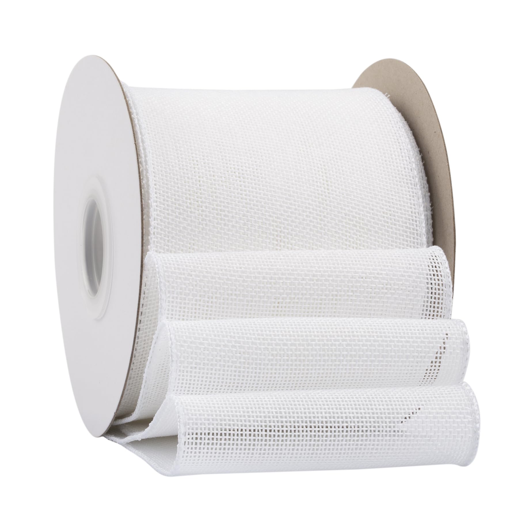 Ribbonitlux White Burlap Wired Ribbon, 100mm x 18 Meters, Wired Edge Burlap Ribbon for Gift Wrapping Big Bow, Wreath