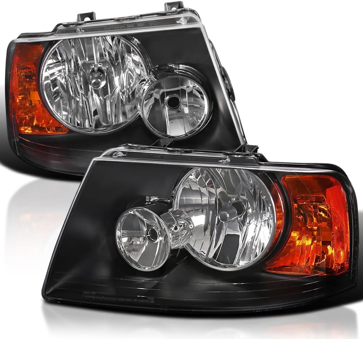 SPEC-D TUNING Black Headlights Front Driving Head Lamps Compatible with 2003-2006 Ford Expedition L+R Pair Head Light Lamp Assembly