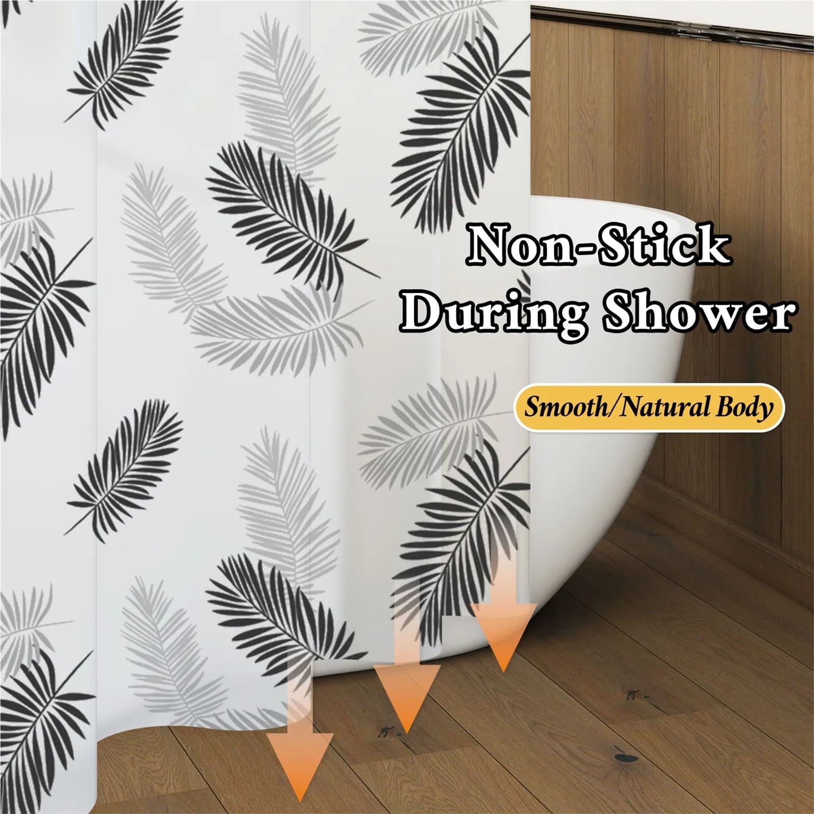 Cortina de Ducha Cortina de Ducha, 1 Pieza, Hojas Tropicales Negras, decoración baño botánica PEVA Impermeable Popular(180 * 180cm)