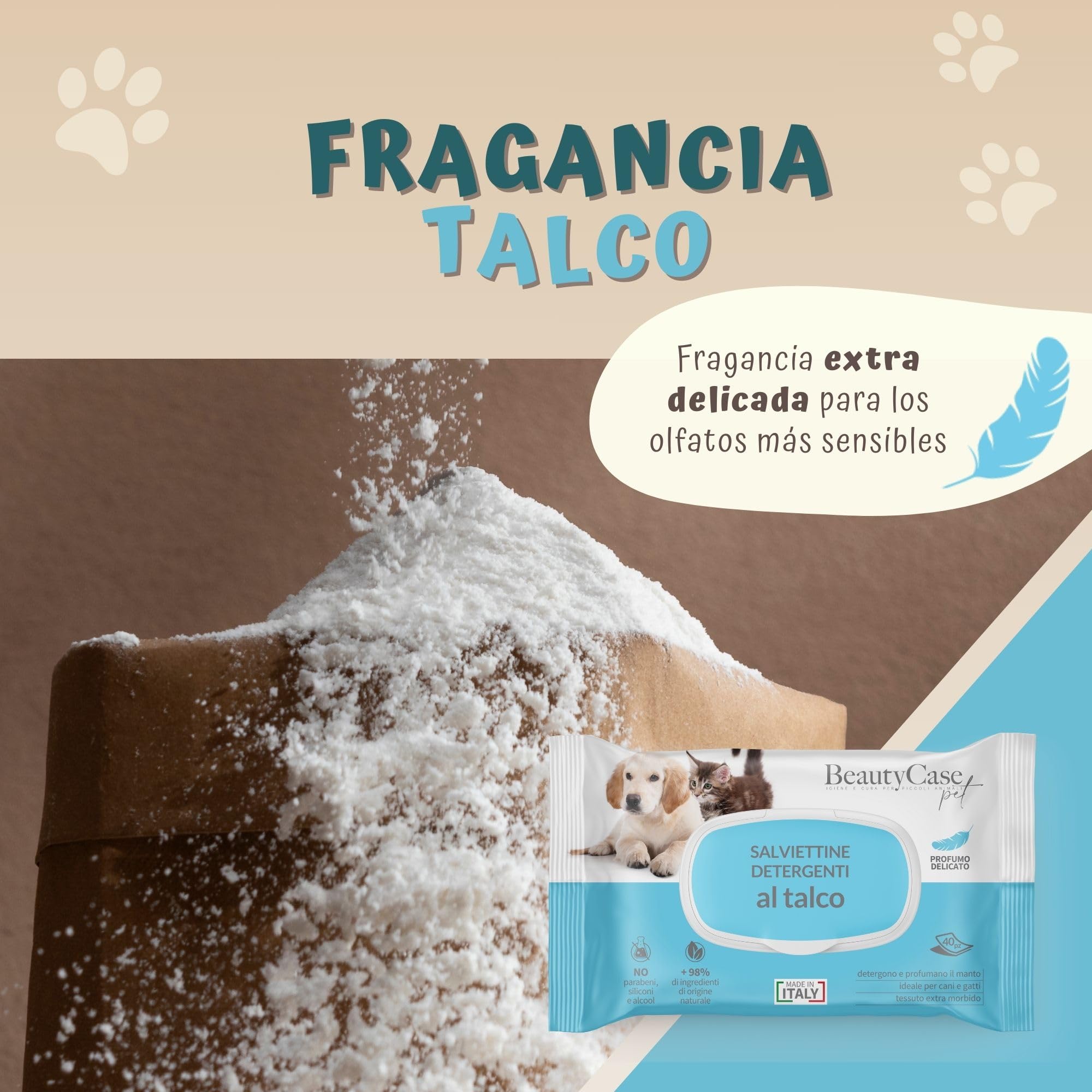 Beauty Case Toallitas para Mascotas 480 uds (12x40) - Toallitas Higiene Perro y Gato Extra Suaves, Hipoalergénicas, Desodorizantes y Sin Enjuague - Aroma Almizcle Blanco