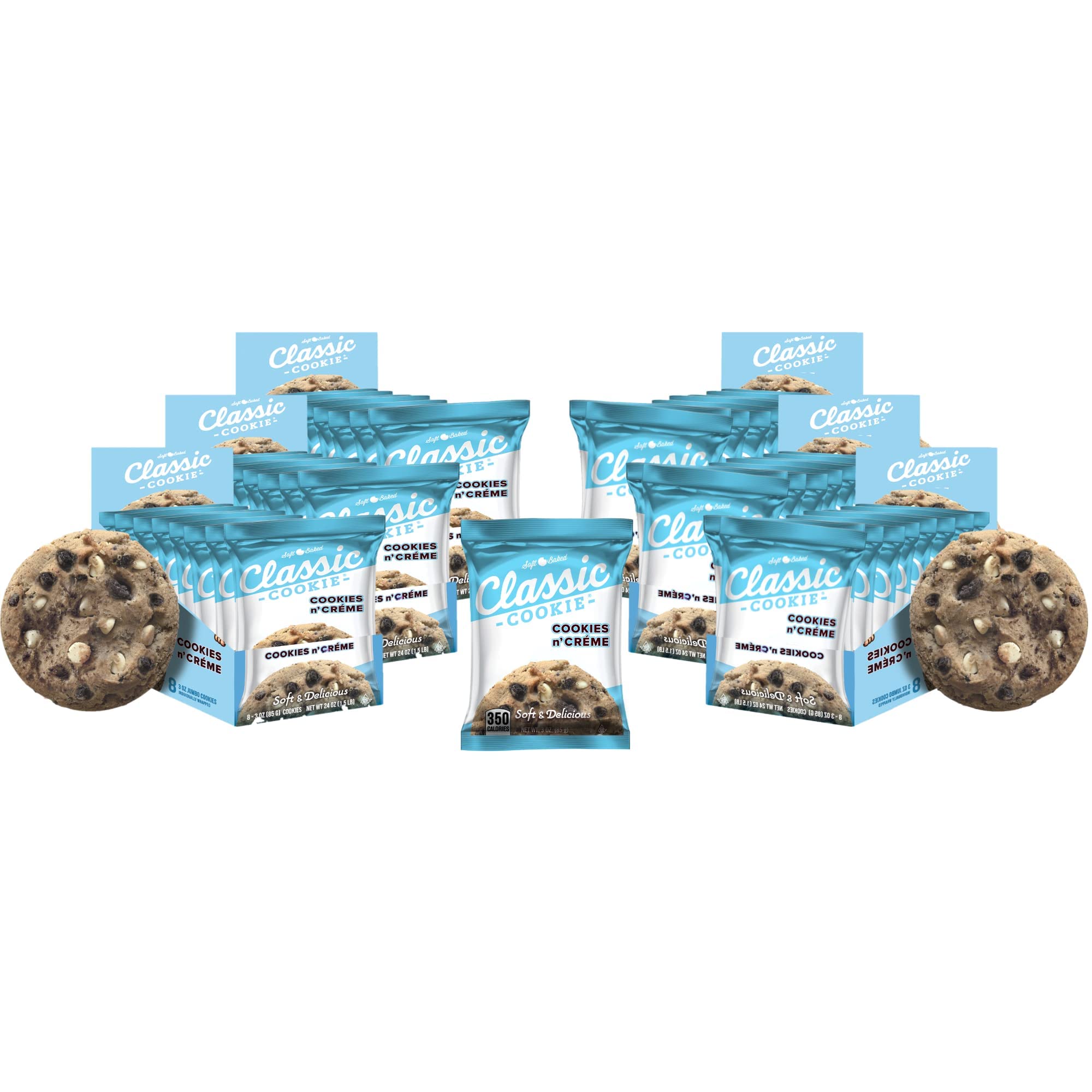 Classic COOKIESoft Baked Cookies n' Crème Cookies made with Hershey's® Premier White Creme Chips, 6 Boxes, 48 Individually Wrapped Cookies