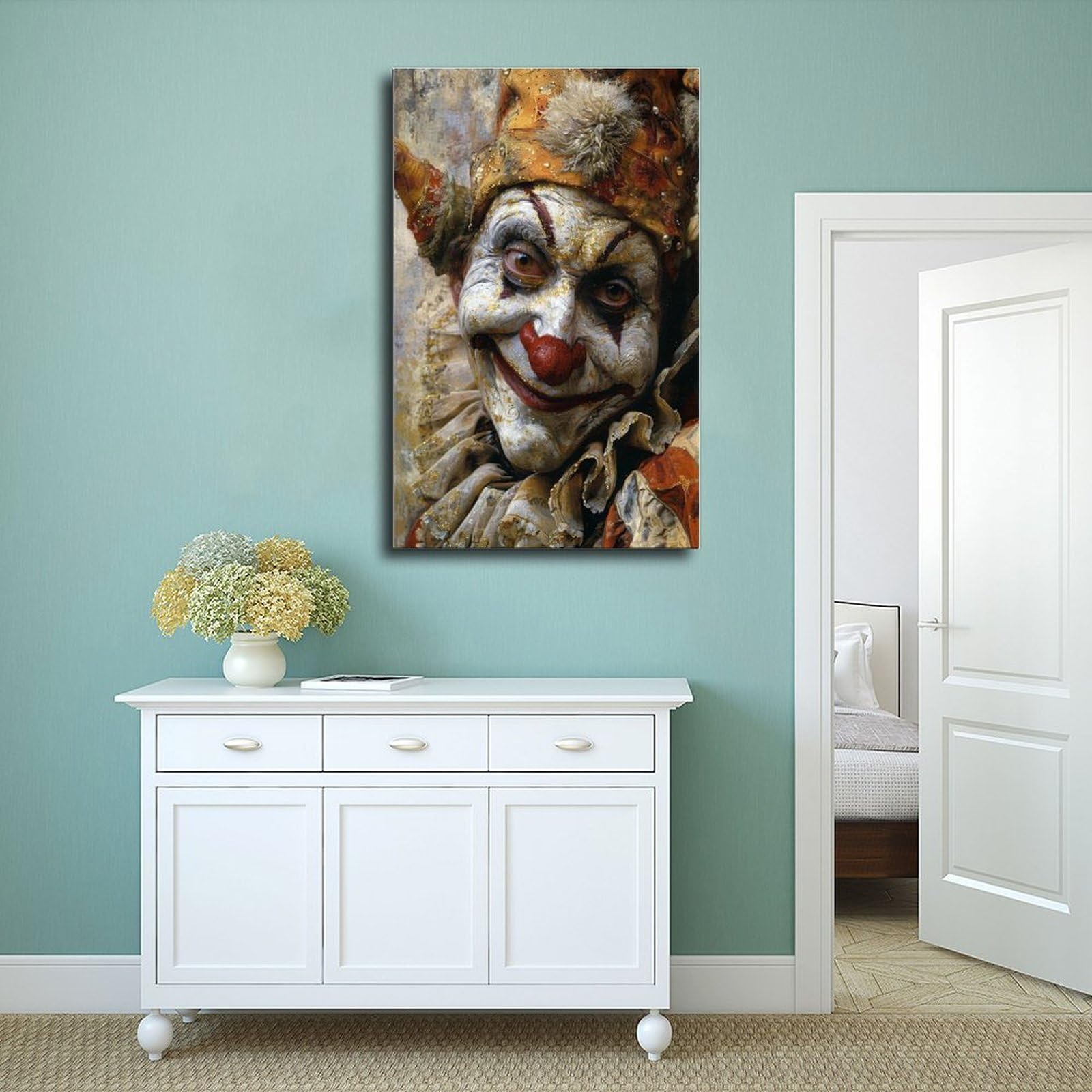 QOTOPGPG Stampa artistica su tela, motivo: Commedia Dell'Arte, decorazione artistica da parete per soggiorno, camera da letto, 60 x 90 cm