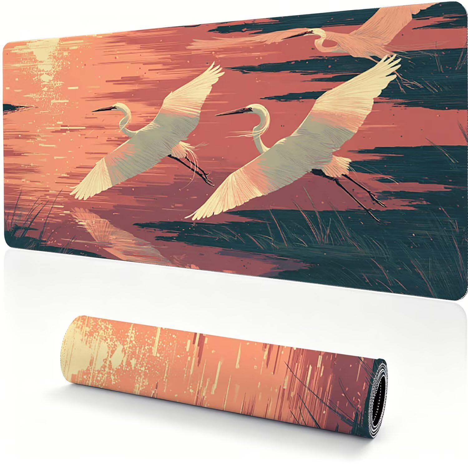 Tappetino Mouse Gaming XXL, Mousepad 1200x600x4mm Retro uccello 0x0-167 | Tappetino Scrivania con Base in Gomma Antiscivolo Bordi Cuciti per Computer, PC, Migliora la Precisione e la Velocità