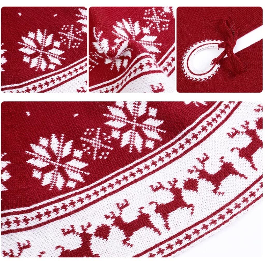 Tappeto per Albero di Natale Gonna Albero di Natale, Maglia Tappetino Albero di Natale Rosso for la casa Vacanze Decor Party Decorazioni Natalizie Gonna per Albero di Natale(122cm/48inch)