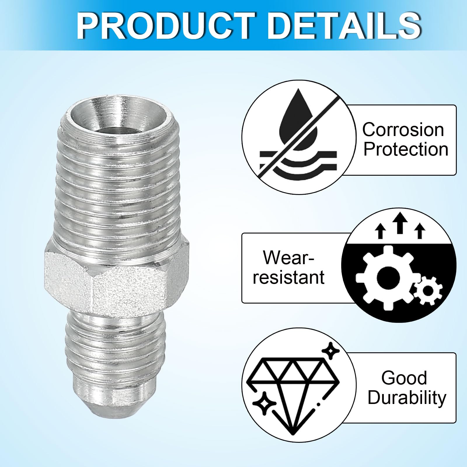 PATIKIL Adaptateur tuyau Connecteur 7/16" Mâle 37 ° Flare JIC x 1/4" Mâle R Raccord tuyauterie Restrictor d'alimentation en huile Connecteur hydraulique pour systèmes pipelines d'huile