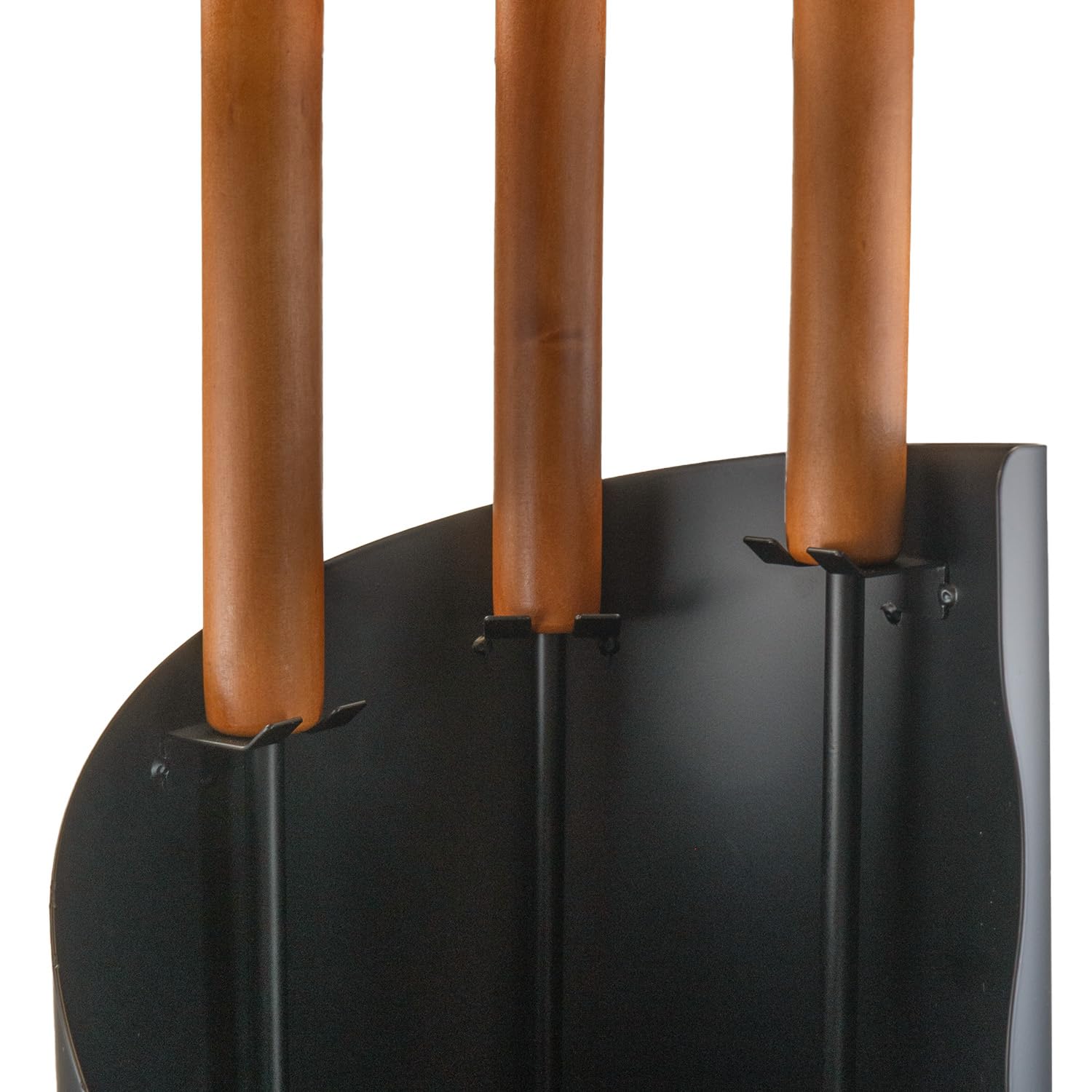 Raik Kaminbesteck Benno 3-teilig Stahl Schwarz mit langen Holzgriffen Feuerstellen-Zubehör-Set mit Schürhaken, Besen und Schaufel modernes Design, langlebig und stabil