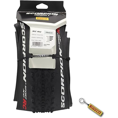 Pirelli Scorpion Sport XC RC Mountain Bike Tire 29x2.4 – Tubeless Ready, Fast Rolling Cross Country MTB Tire for Mixed Terrain with Durable Sidewall Protection – Includes Keychain