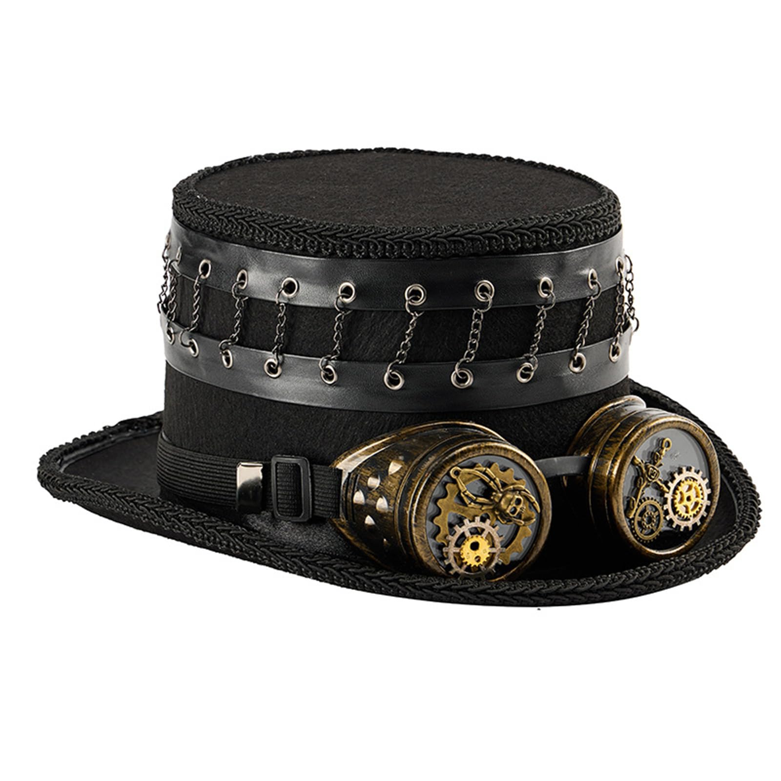 Punkowy kapelusz z regulowanymi goglami i sprzętem przemysłowym, ręcznie robiony, fantazyjny, cosplay, na Halloween, imprezy kostiumowe, regulowany steampunk, dla dorosłych