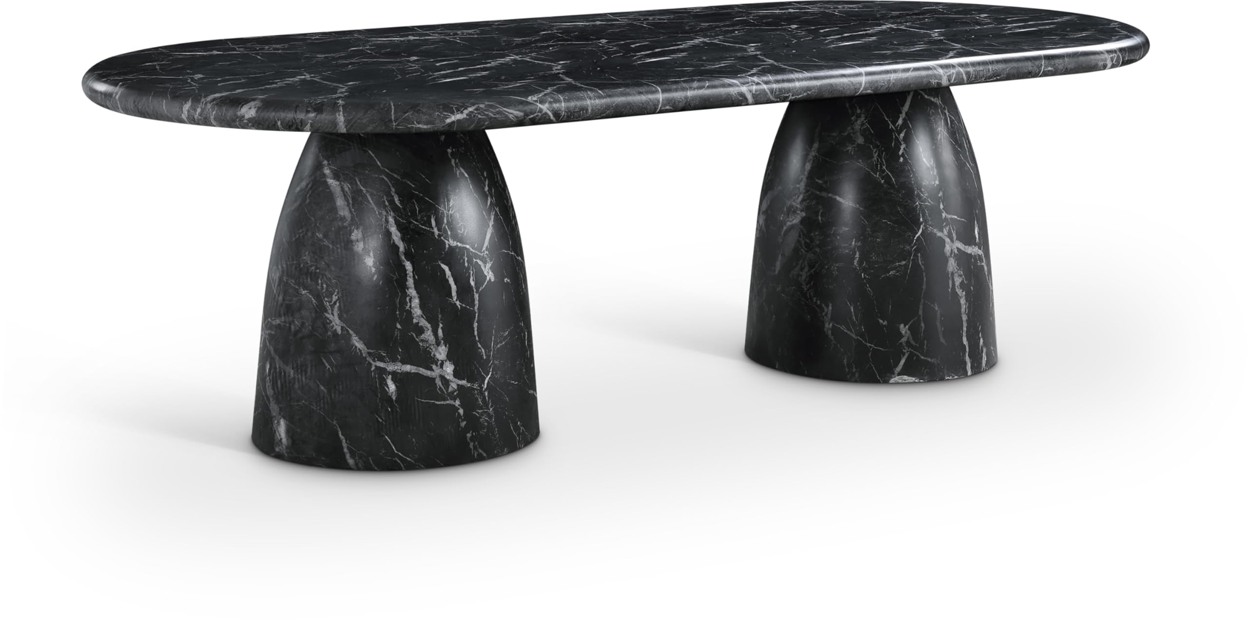 Meridian Furniture 708Black-T Cosenza Collection Art Deco 96" Indoor/Outdoor Concrete Dining Table with Black Marble Finish, 96" W x 44.5" D x 30" H,