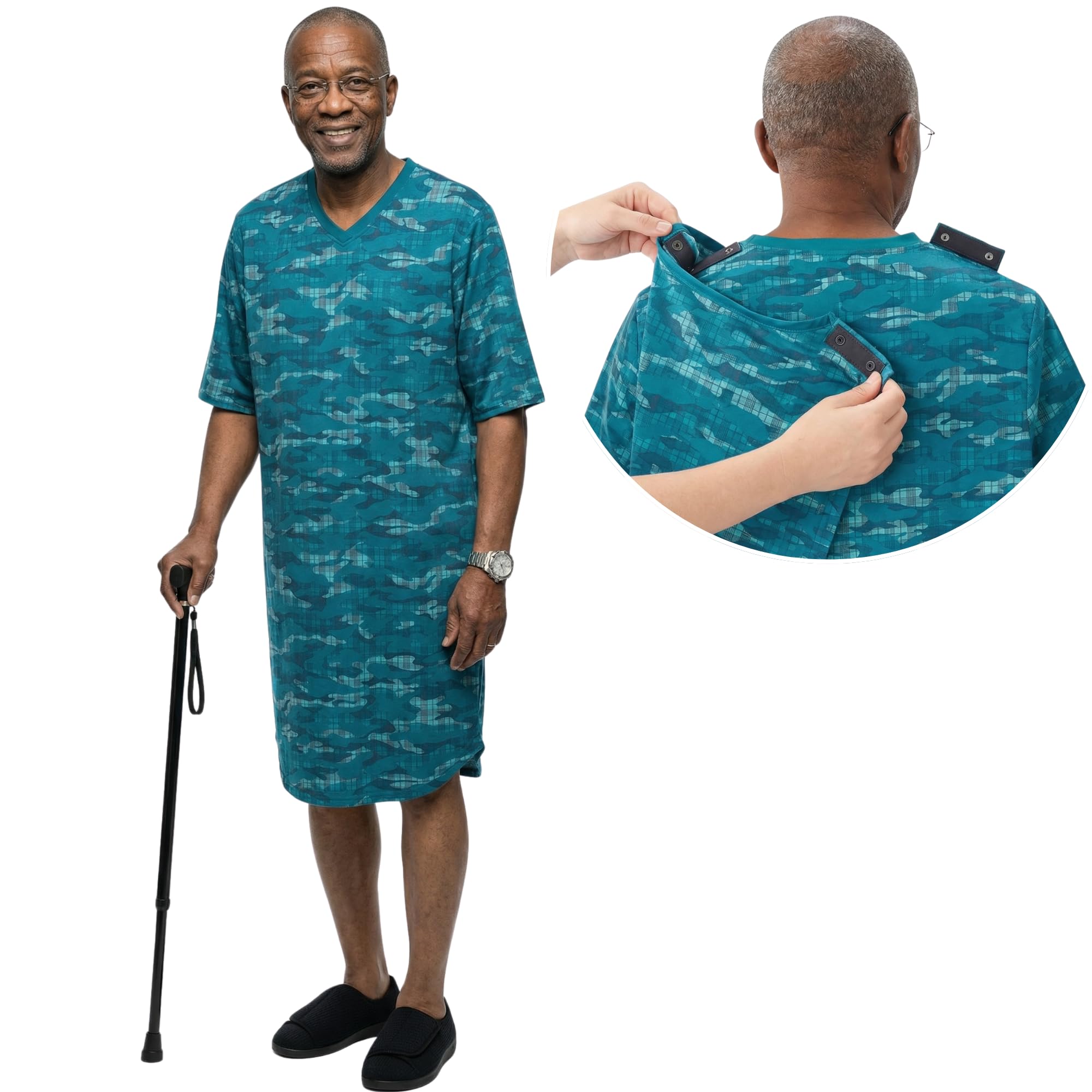 Silverts Men's Adaptive Open Back Hospital Gown, Assisted Dressing Apparel