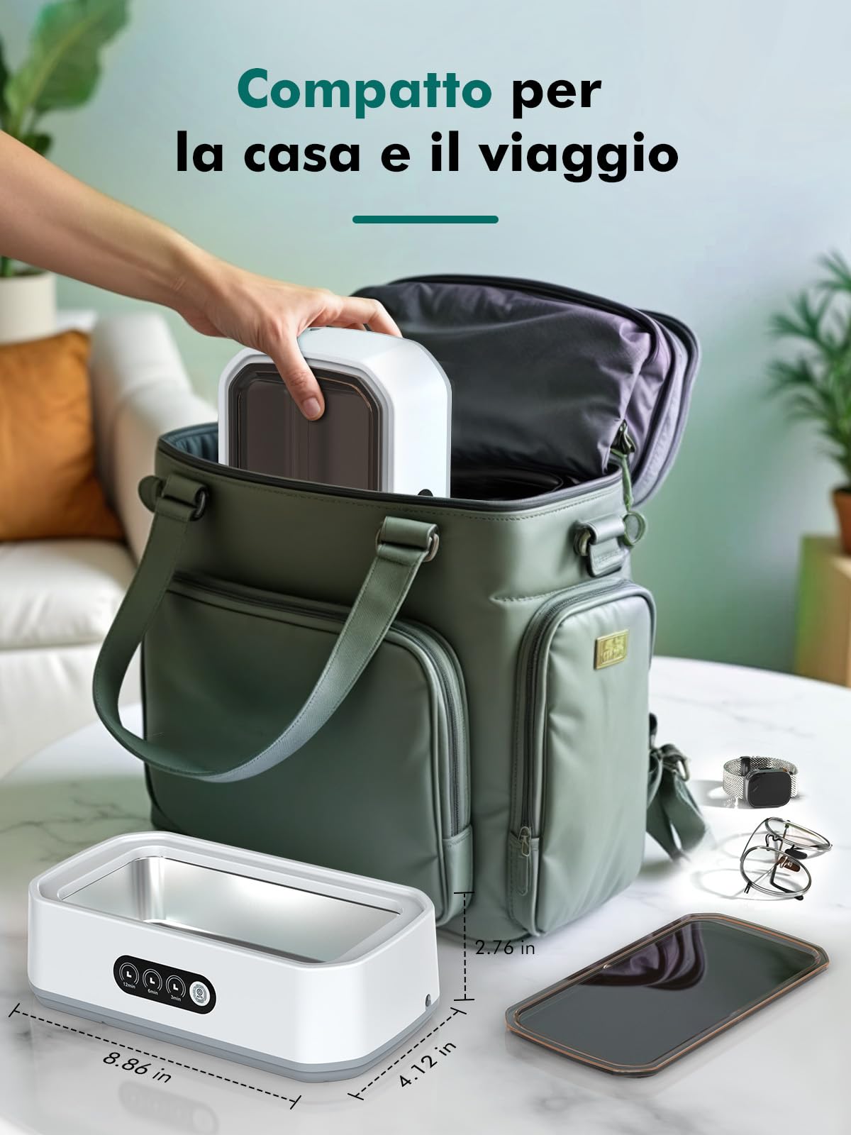 Singhere Pulitore Ultrasuoni, 48 kHz, 650 ml di Capacità per una Pulizia Profonda a 360 gradi, Funzionamento one-Touch, Adatto per la Pulizia di Occhiali, Gioielli, Dentiere