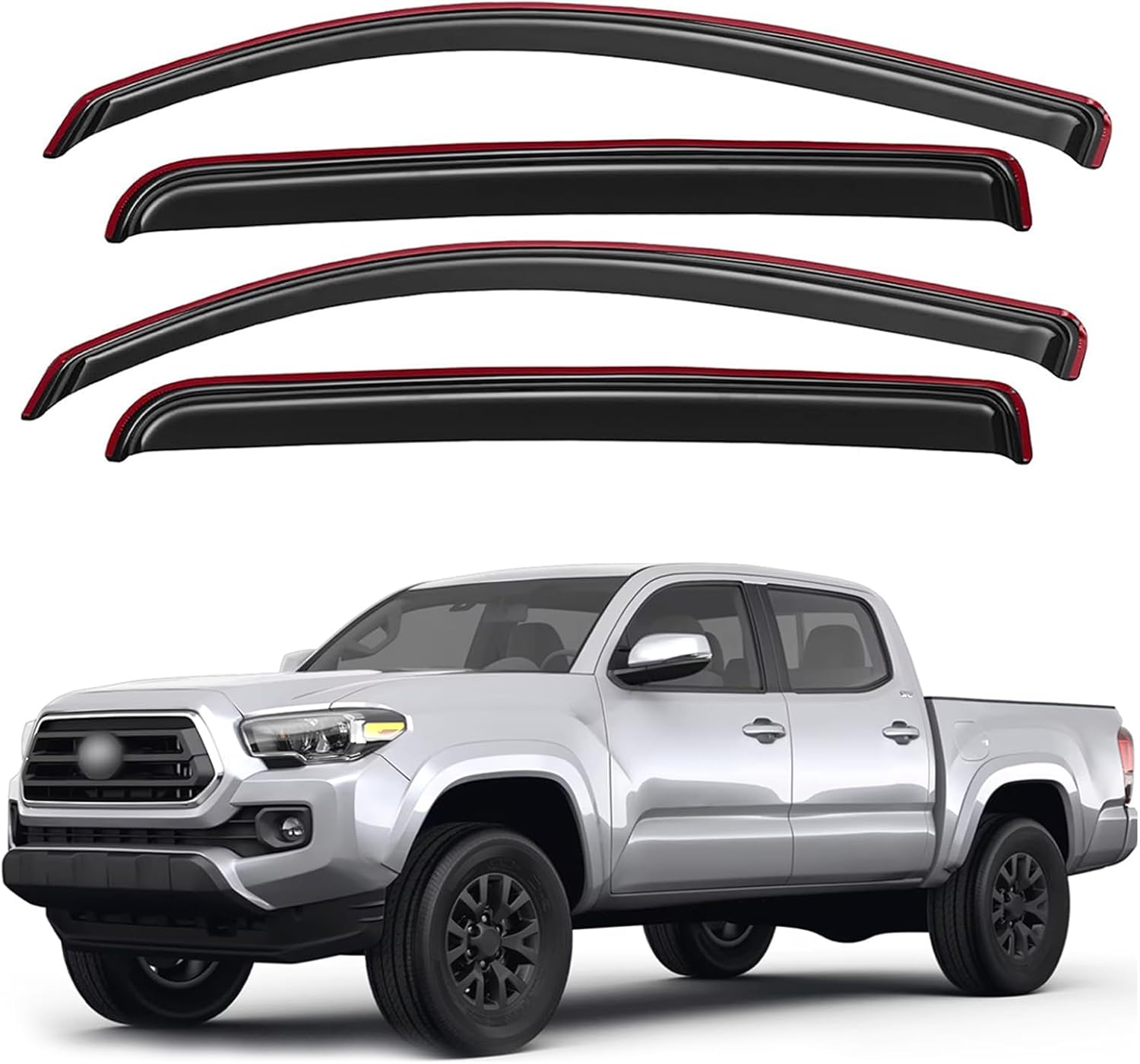 in-Channel Window Visors for Toyota Tacoma Double Cab 2016 2017 2018 2019 2020 2021 2022 2023?Rain Guards Sun Shields Window Deflector Wind Vent Visors?4PCS