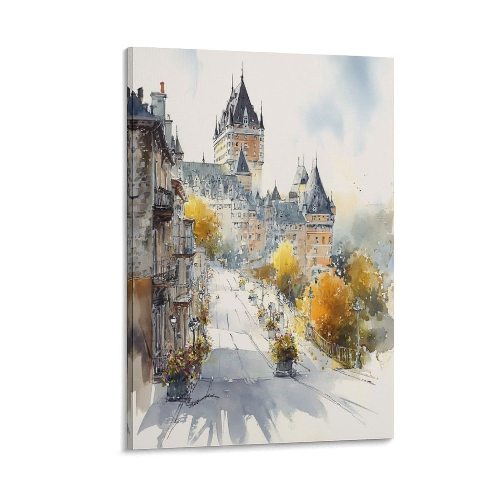 Quebec 20x30inch(50x75cm) Vintage Travel Poster Watercolor Canvas Art
