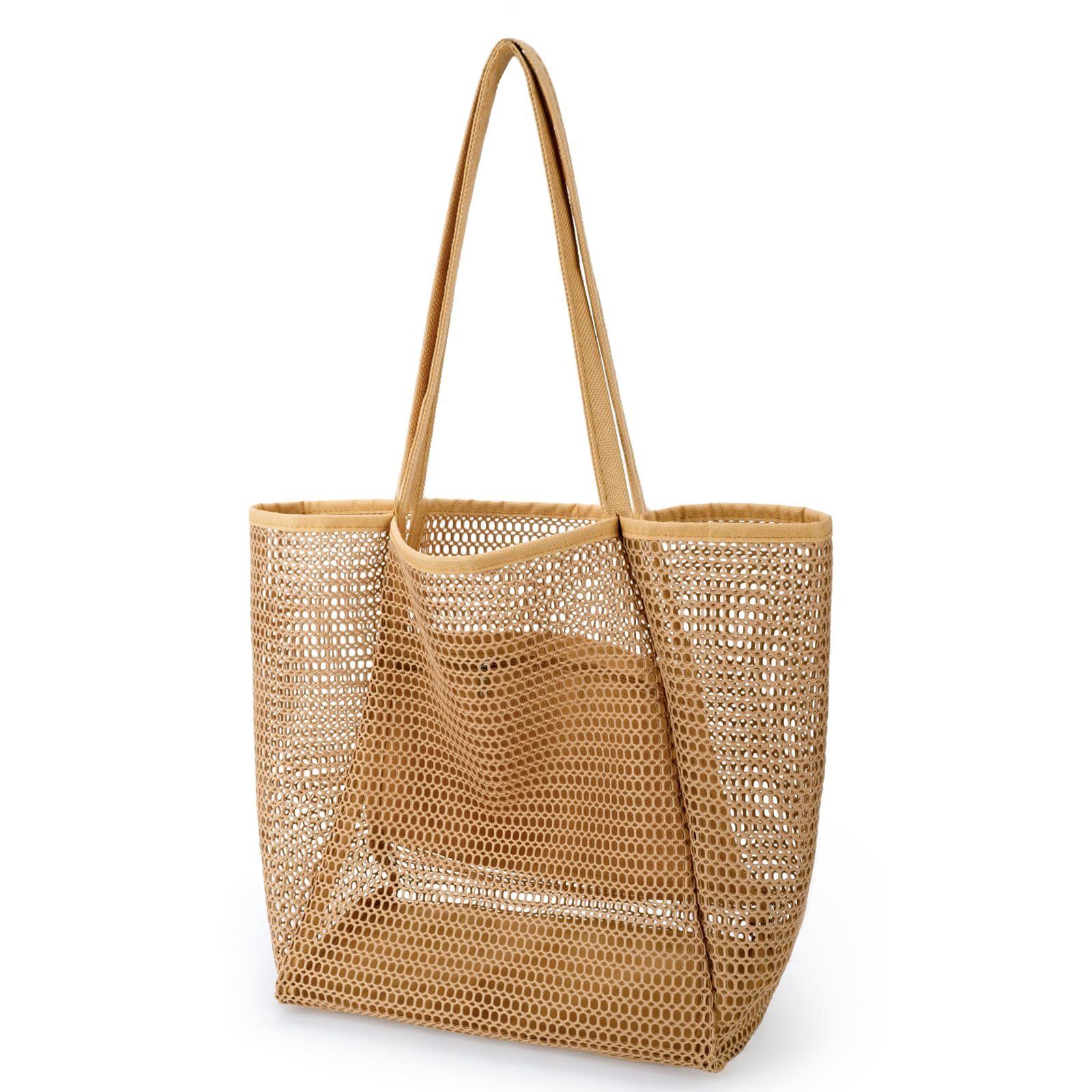 benpen Beach Bag Holiday Essentials Large Mesh Tote Bags for Women, Summer Casual Personalised Shoulder Bag with Zip Pocket,Reusable Foldable Shopping Bag,Ladies Bag for Picnic Pool Gym Travel Grocery