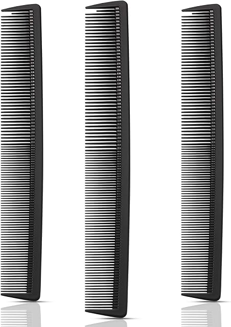 3 Pieces Carbon Fibre Hair Cutting Comb Fine and Standard Tooth Hair Comb Anti-static Heat Resistant Combs Black Hairdressing Styling Combs for Men Women Home Salon Hair Styling Grooming