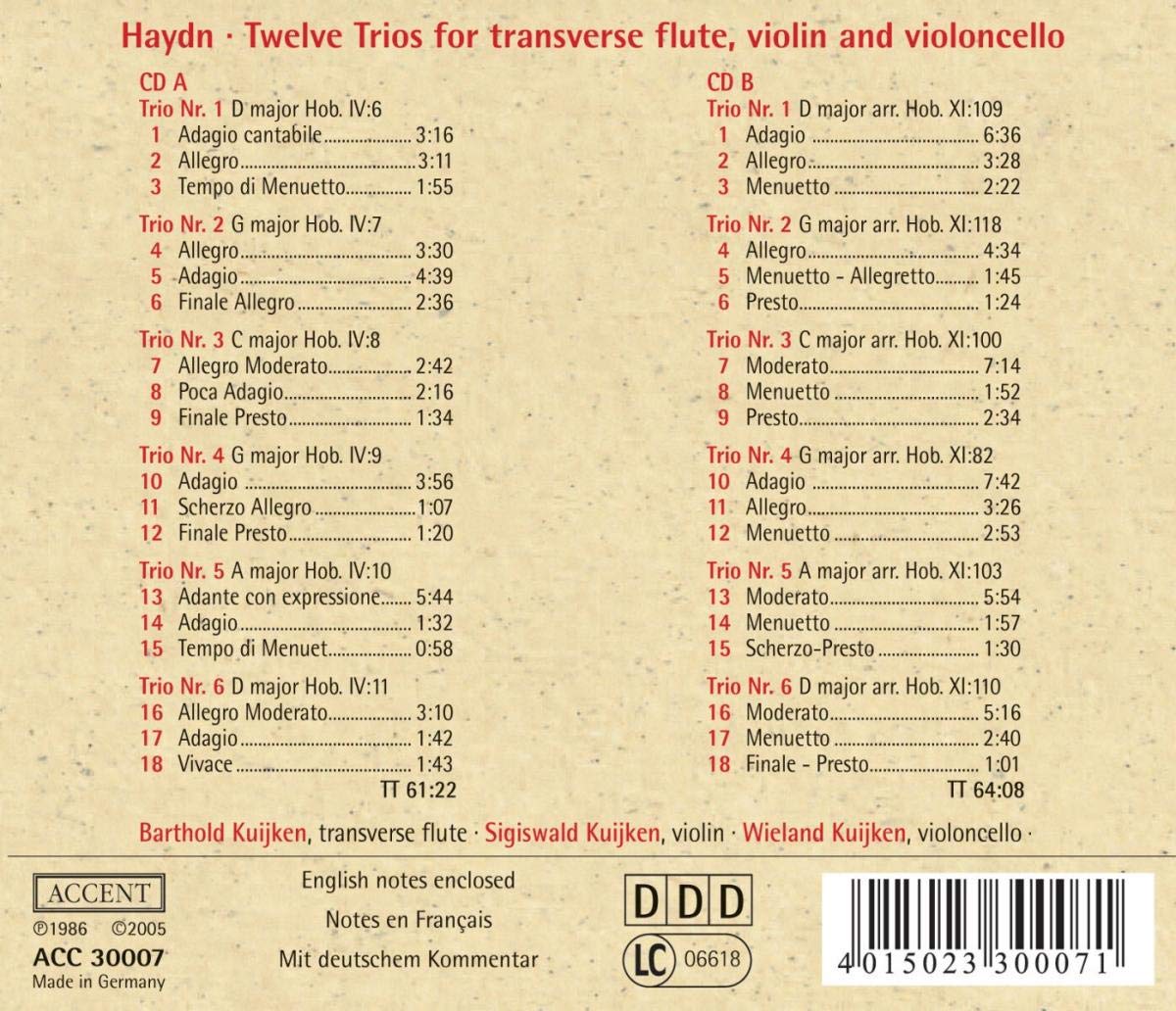 Zwölf Trios Für Traversflöte,Violine & Violoncello