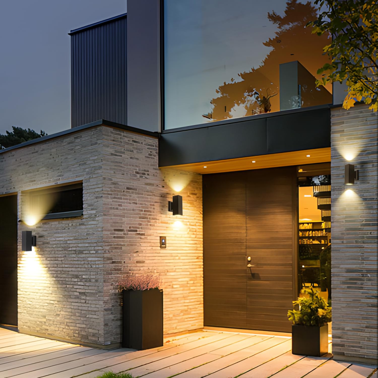 Aigostar LED Wandleuchte Rechteck GU10 Aluminium Up Down Außenwandleuchte Wasserdicht Außenleuchte Außenlampe Wandspot für Innen und Außen, Schwarz(4er-Pack), Keine Glühbirne enthalten