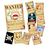 FIDRTH 11 PCS Anime &lbrack;OP&rsqb; Wanted Bounty Posters 11×15 IN&comma; Nika Luffy 3 billion Updated Bounty Edition&comma; 10 Straw Hat Pirates Crew Zoro&comma; Sanji&comma; 1 PC &lbrack;OP&rsqb; Flag