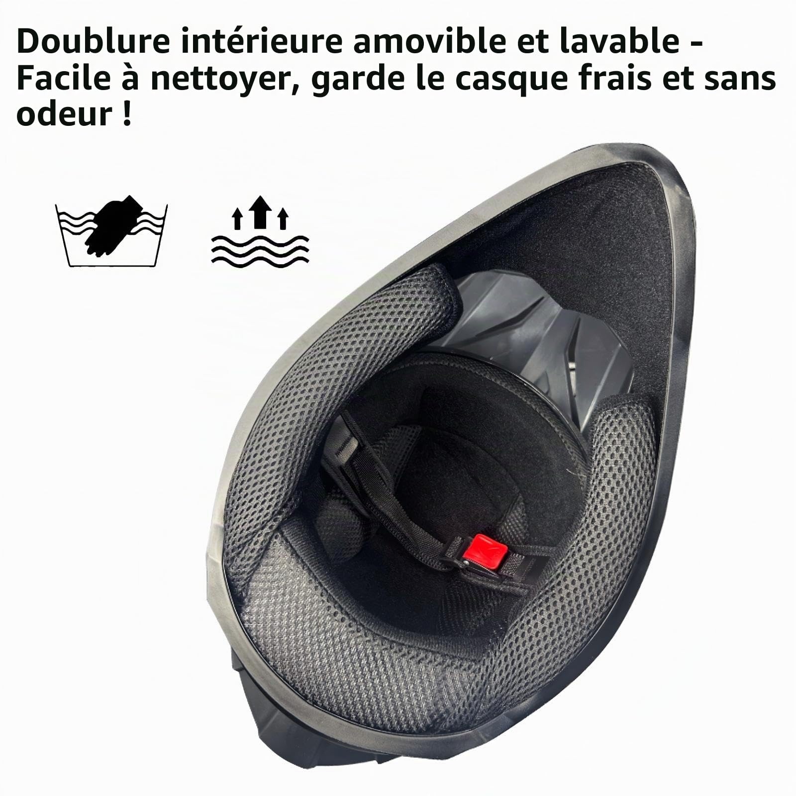 Casque Intégral pour Motocross et VTT, Casque Cross pour Adultes avec Lunettes, Casque Full Face Moto Downhill, Casque ATV Incluant 3 Garnitures de Différentes Tailles