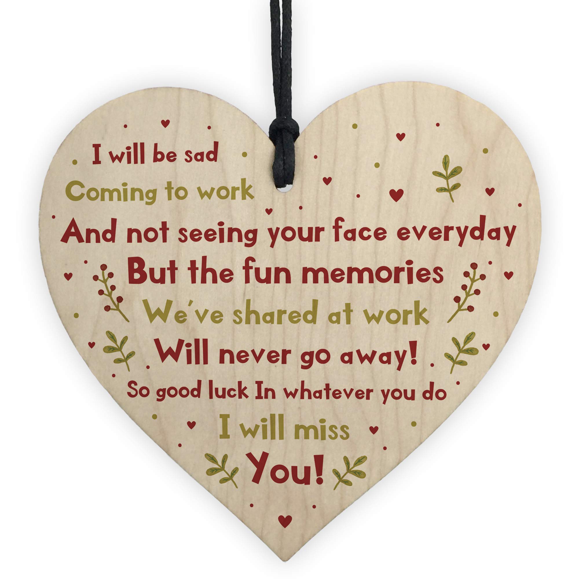 Handmade Colleague Leaving Gift Wooden Heart New Job Gift Goodbye Plaque Thank You Gift