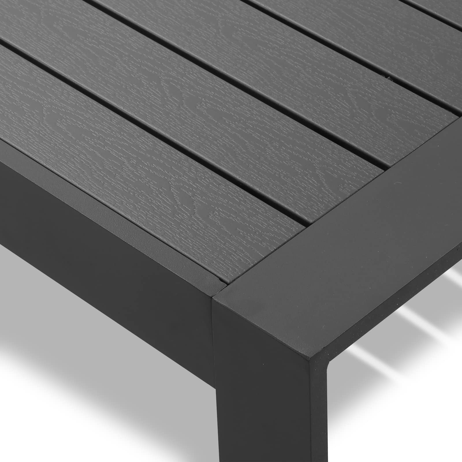 GLP Gartenmöbel Set Aluminium 6-7 Personen, Terassenmöbel Wetterfest mit Sofa, Tisch, Hocker & Kissen, Gartenlounge Set für Innen- und Außenbereich (Schwarz & Dunkelgrau)