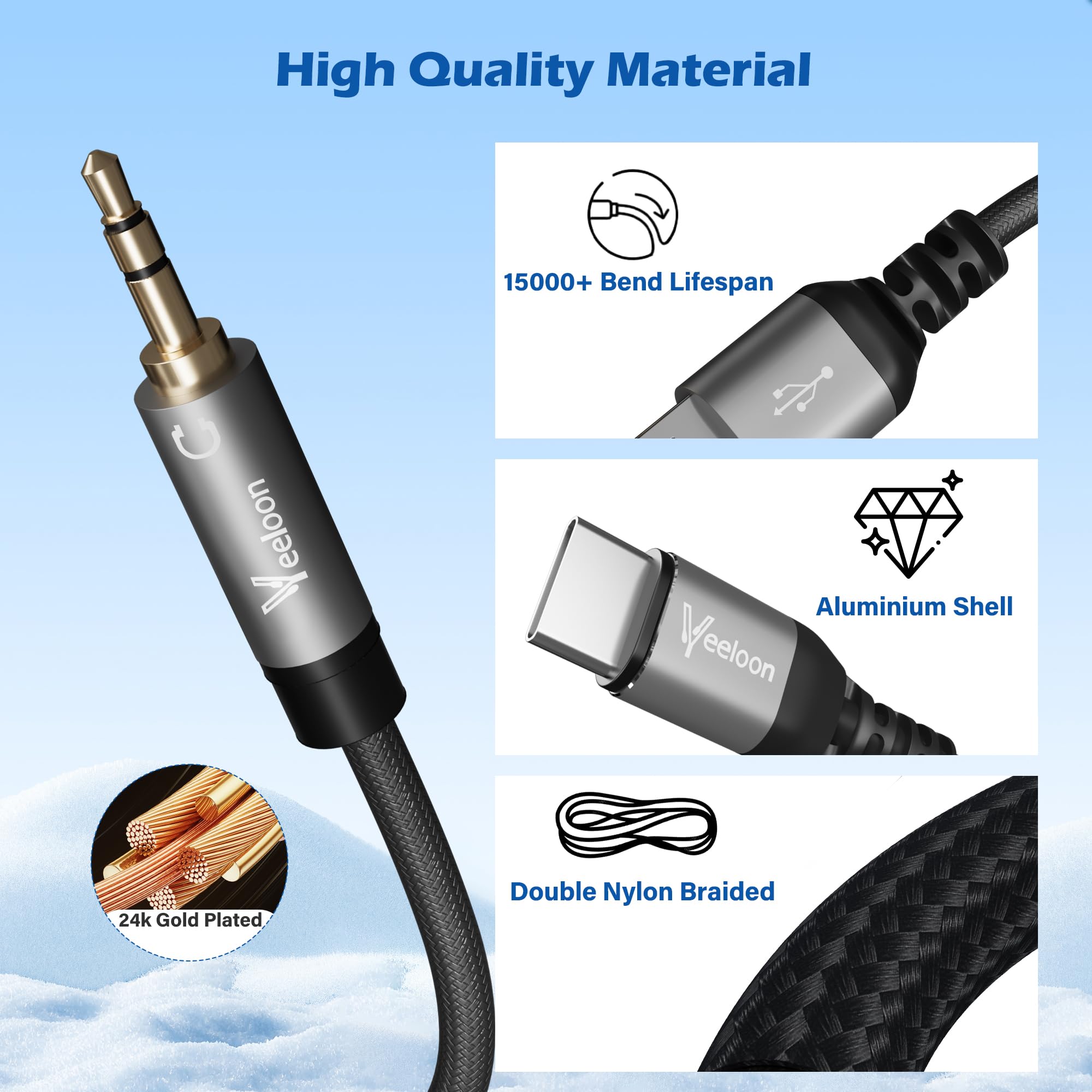 Cavo da USB C a AUX da 3,5 mm con ricarica rapida da 60 W, 2 in 1 da USB C a jack AUX da 3,5 mm per autoradio con cavo di ricarica PD da 60 W di tipo C, 1,5 m, compatibile con iPhone 16/15/Pro, Galaxy