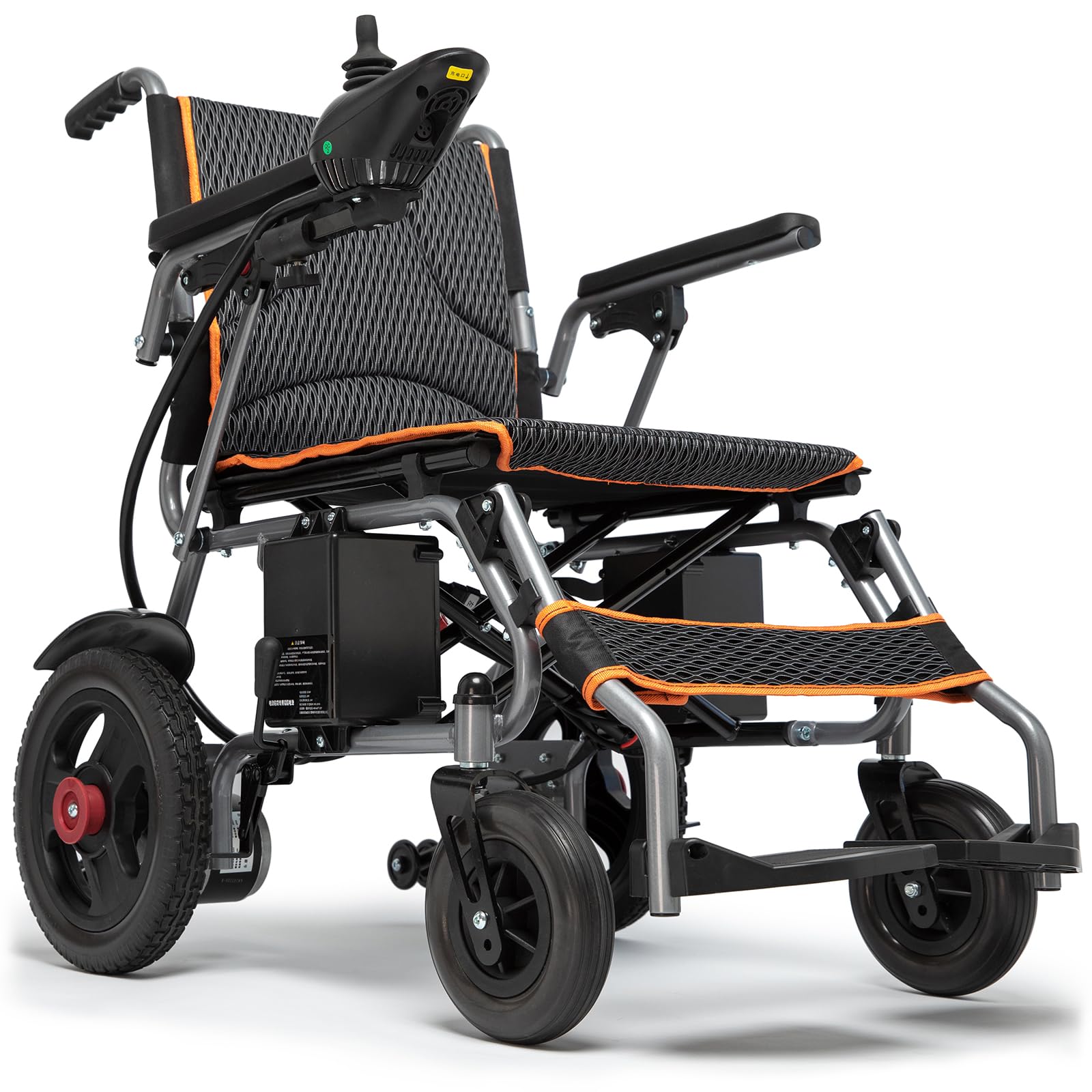 Intelligent Electric Wheelchair for Adults - Lightweight Folding Motorized Wheelchair - One Click Mute Function and SOS Alert - Mobility Power Wheelchair - Up to 12 Mile Range - User Friendly