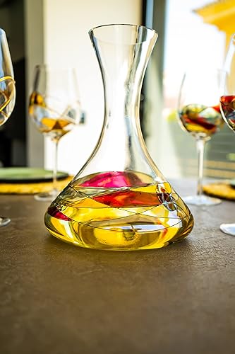 Miniatura 5 de Magnífico decantador de vino Sagrada con línea roja, pintada a mano e impresionante boca soplada, regalos únicos y magníficos regalos de cumpleaños,