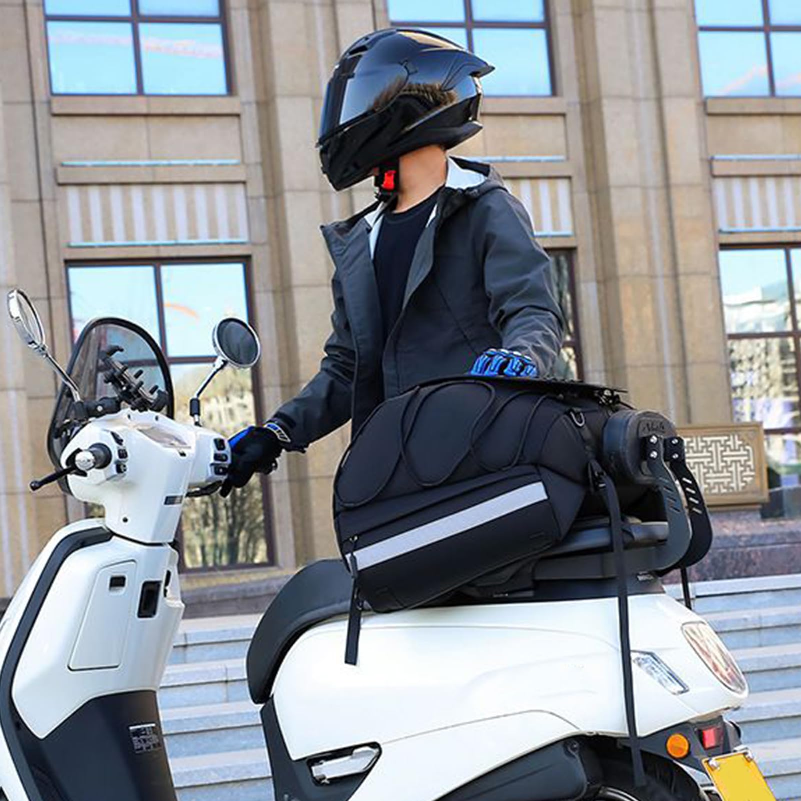 Sacoche de Moto Imperméable Sacoche de Selle Arrière pour Motos Imperméable | Bagage Coffre Moto Ajustable Réfléchissant Pour Nuit Trajets Navette Tourisme Road Trip