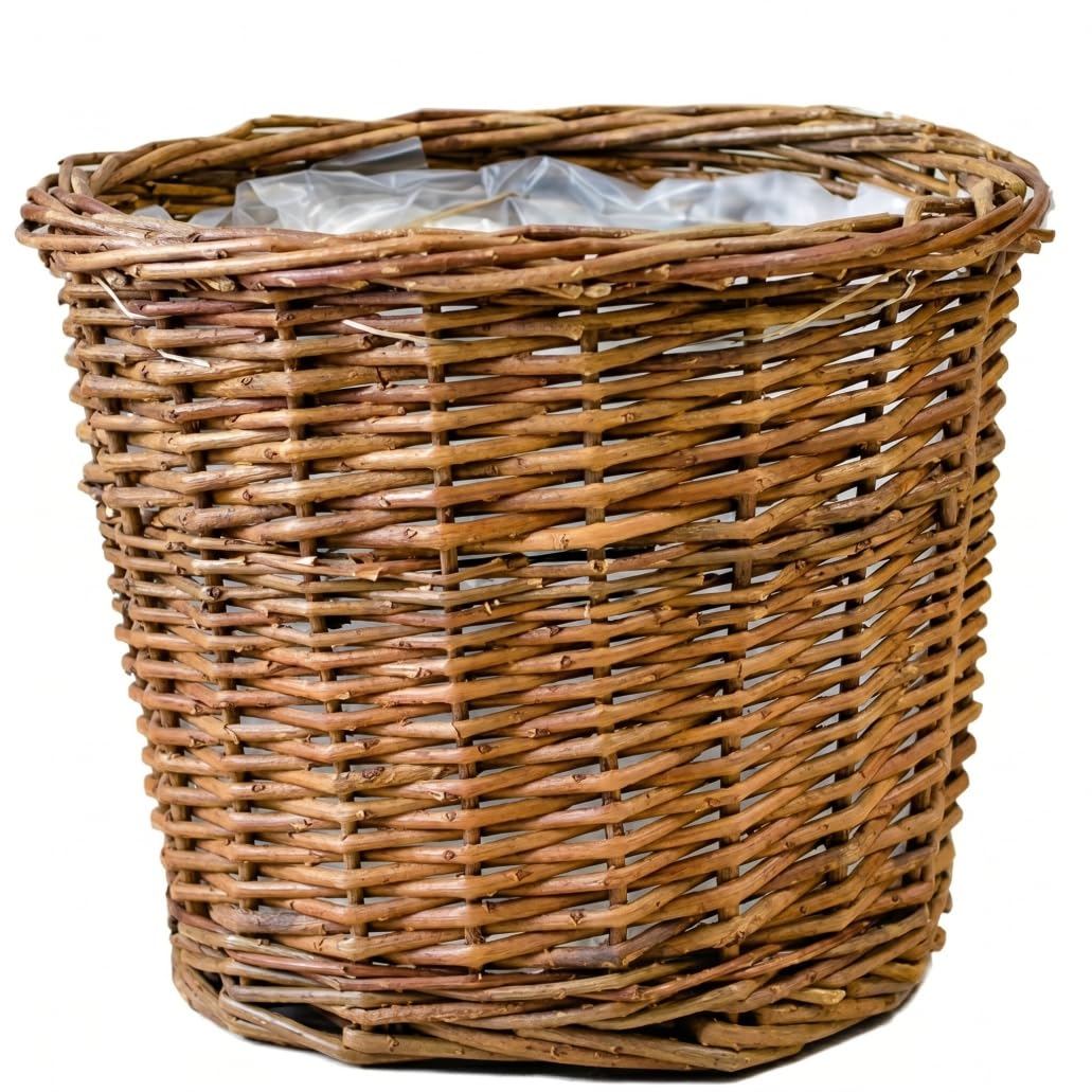 Syglawnd Basket Planter, Handwoven Woven Plant Basket With Plastic Liner - Multi-use Plant Baskets Indoor, 7.87x6.30 Inch, Wicker Planter