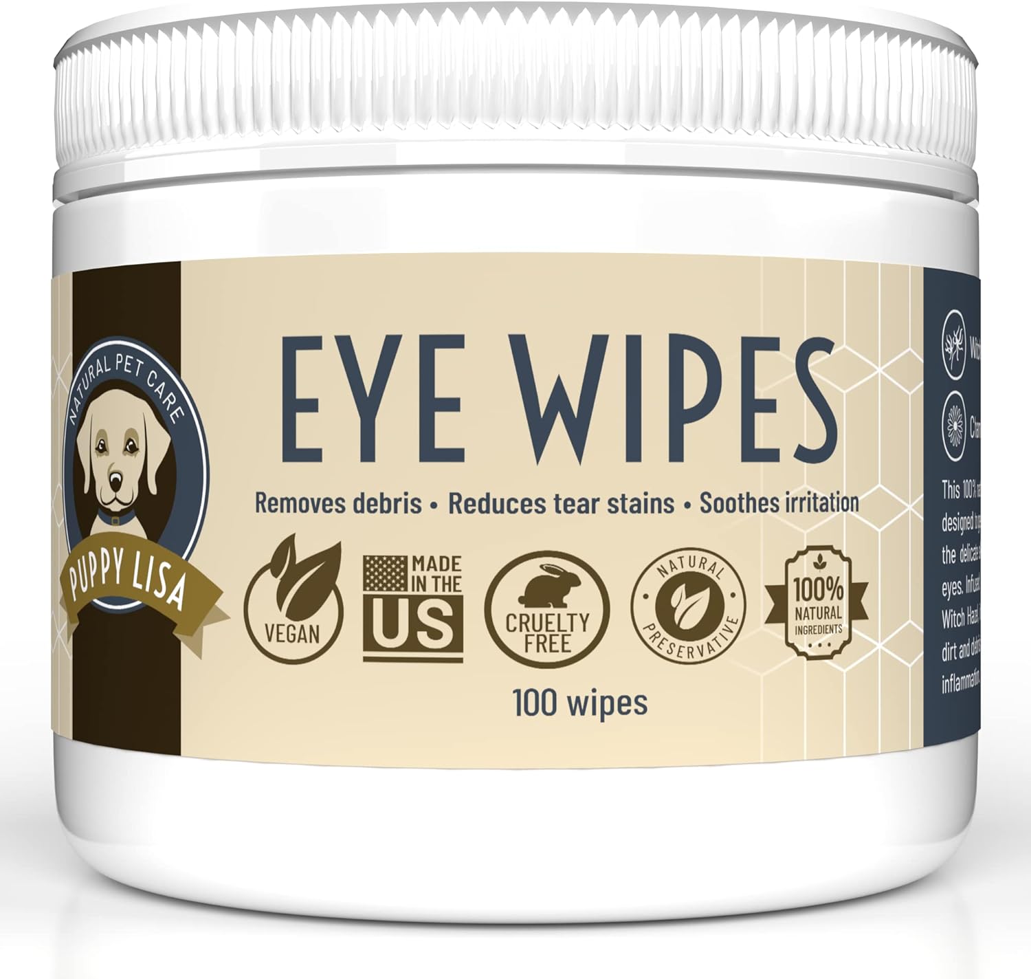 PUPPY LISA Dog Eye Wipes Tear Stain Remover Made in The