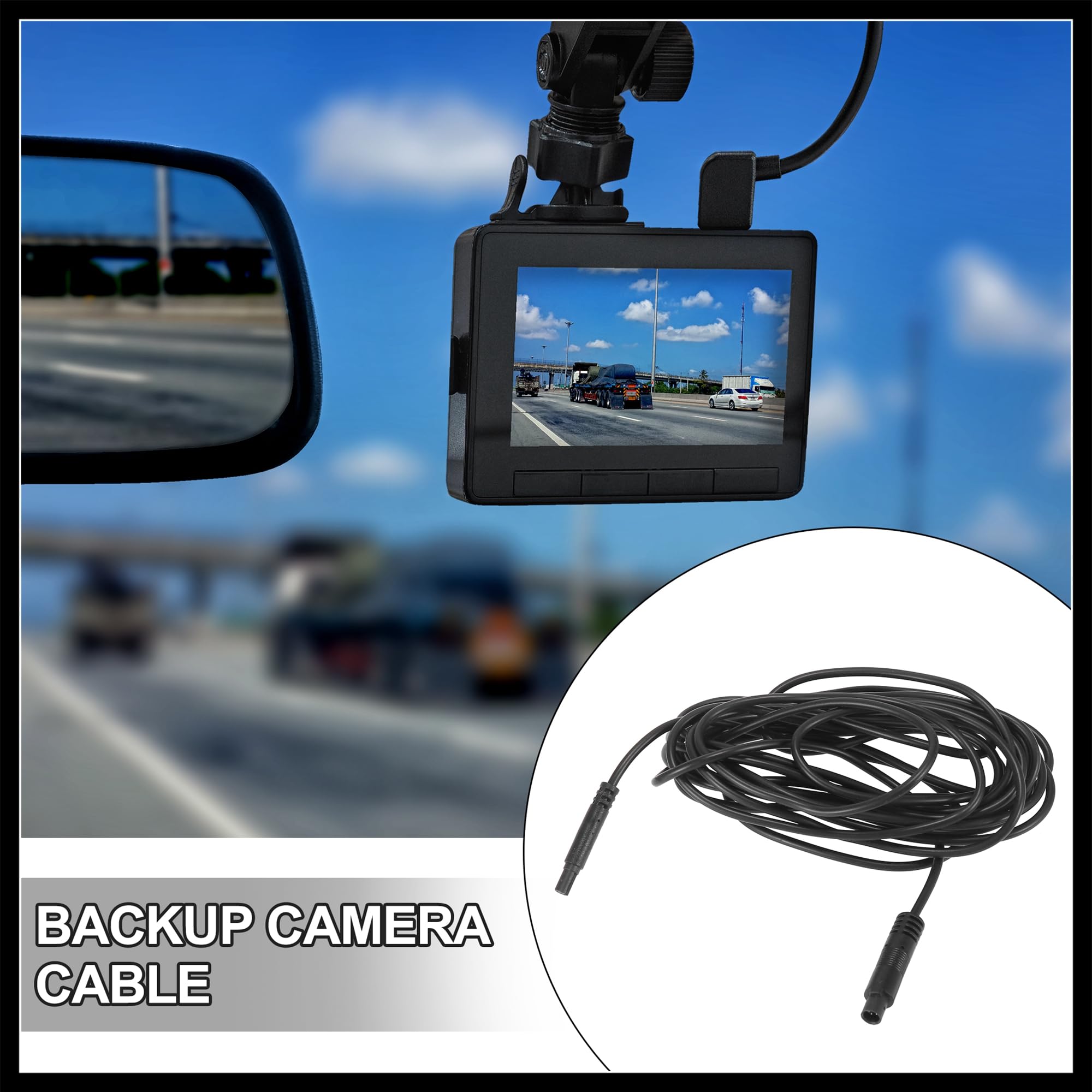 Hihaha 4 Pin 13ft 4m Car Backup Camera Extension Cable Dash Camera Wires Durable Material, Black - Image 2