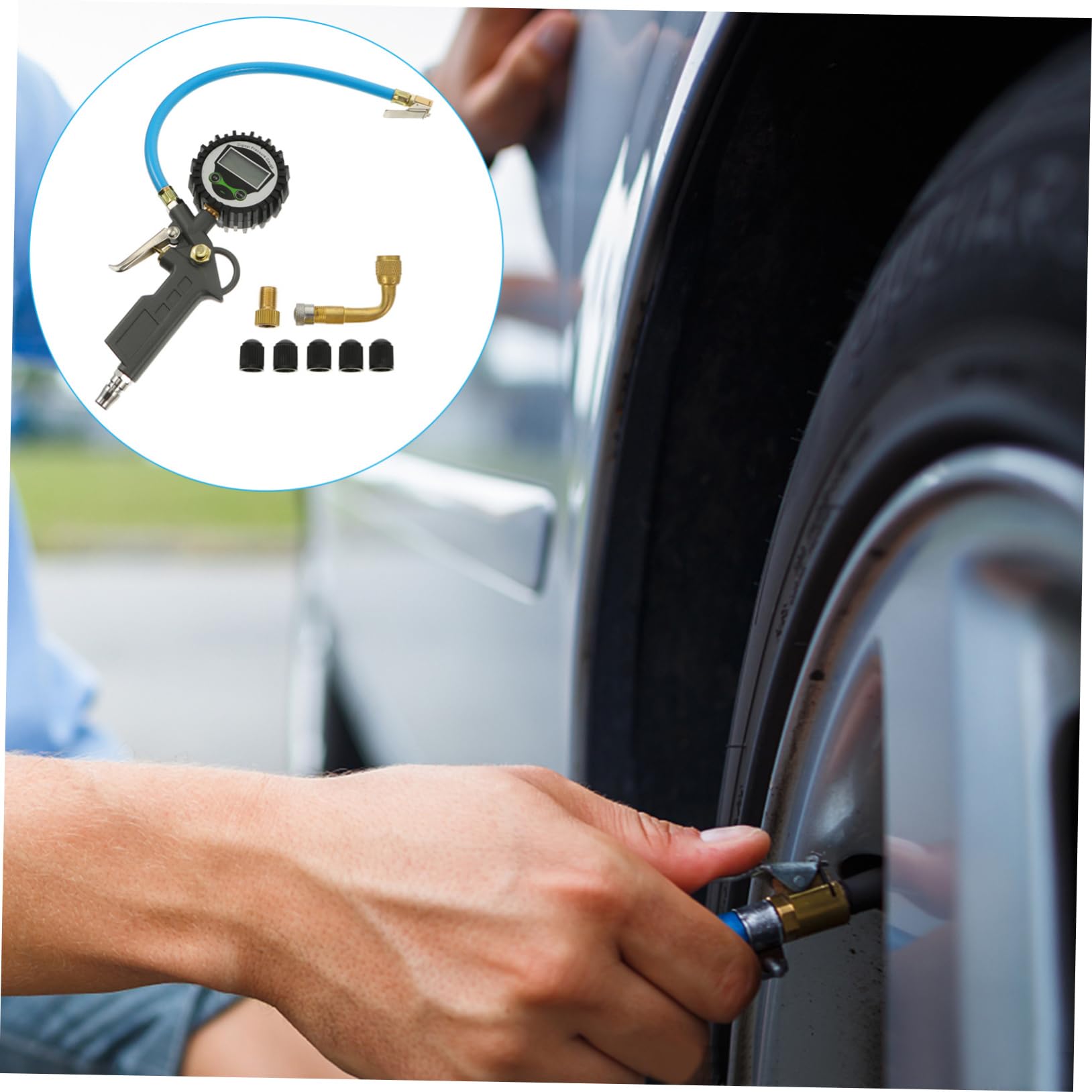 Manomètre Pression Pneus Numérique Précis Léger et Compact Jauge de Gonflage Auto Pratique pour Voiture Mesure Rapide
