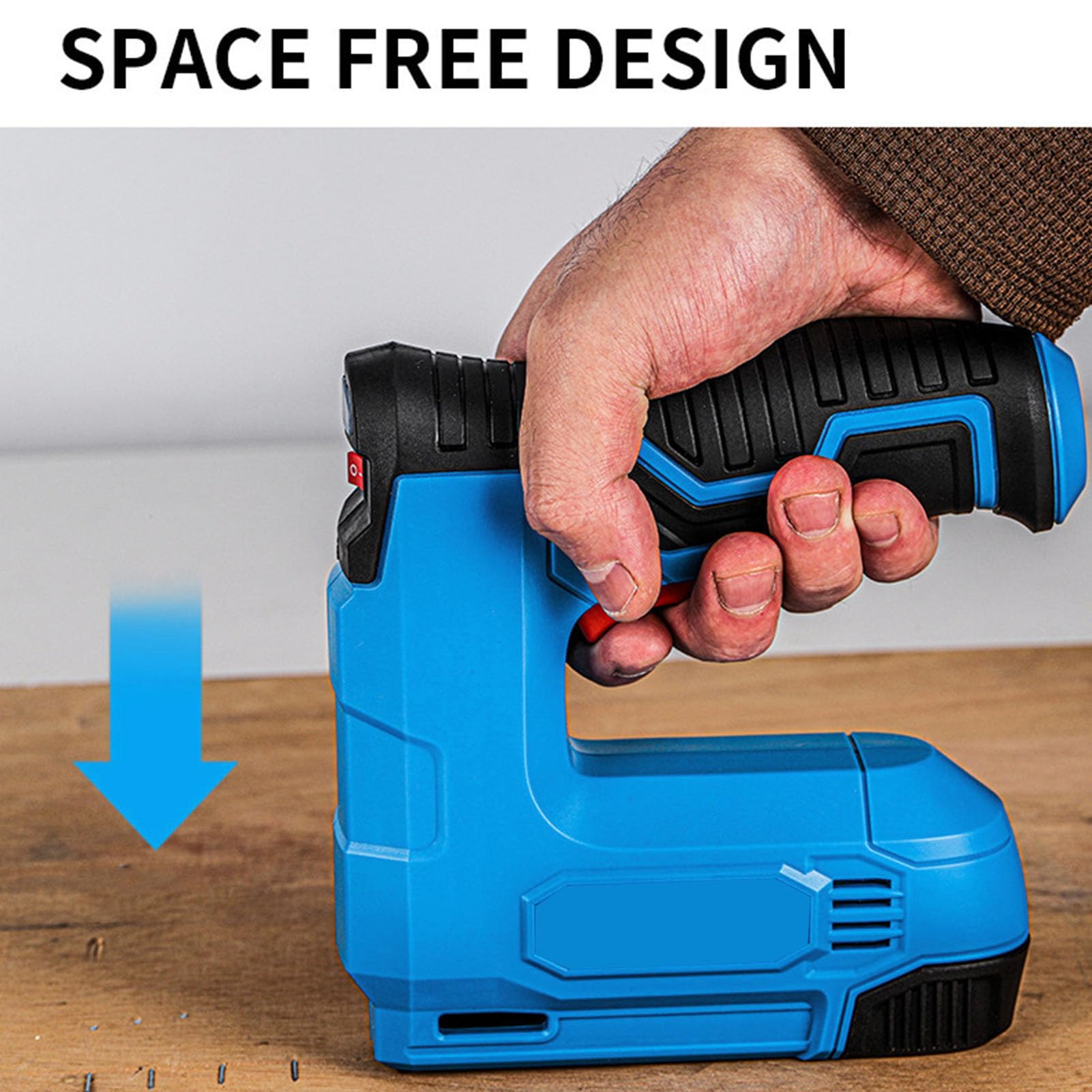 Naroote Grapadora Eléctrica, Grapadora Inalámbrica Recargable Por USB con Estructura de Seguridad, Caja de Clavos de Gran Capacidad, para Decoración de Interiores, Carpintería