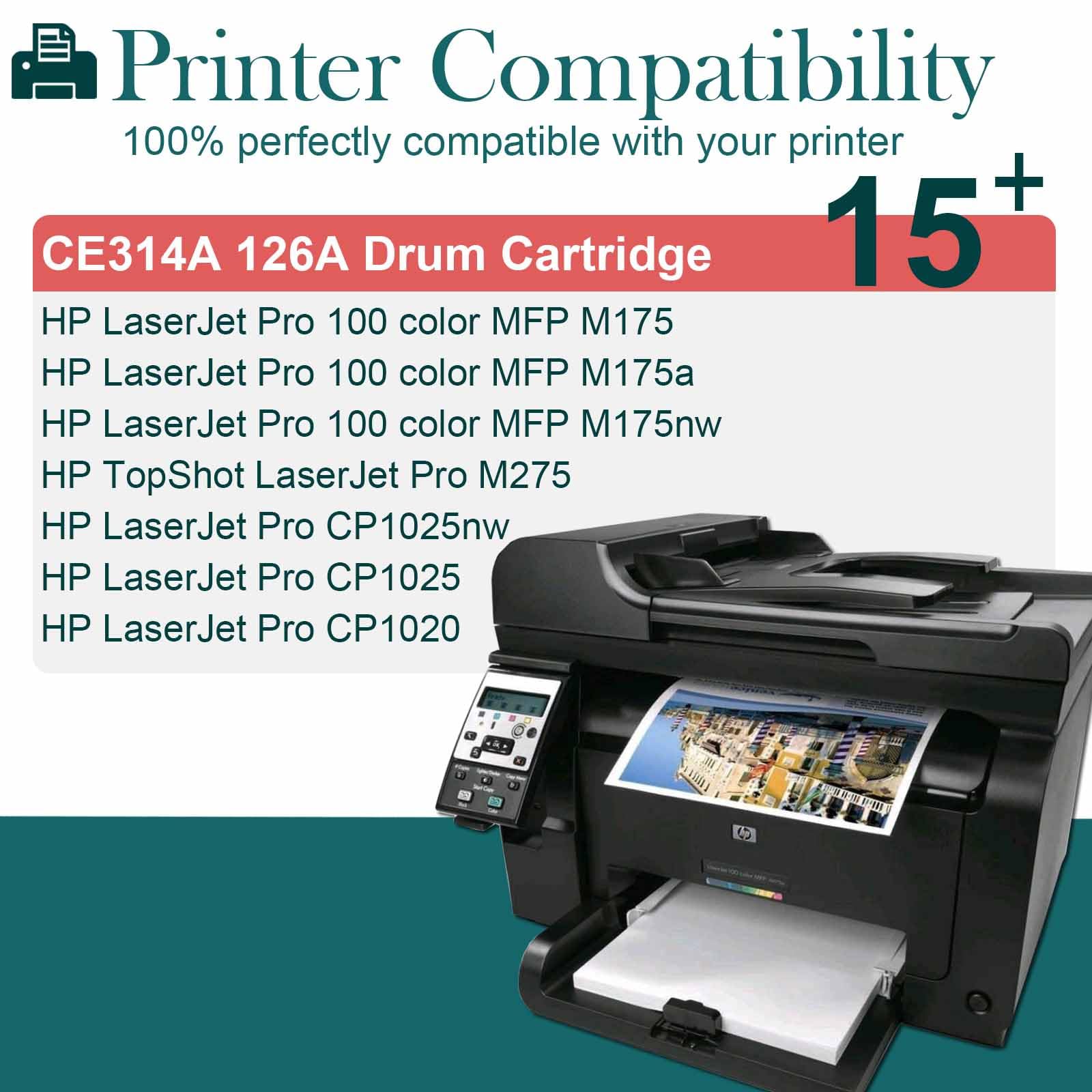 126A CE314A Tambour d'imagerie Compatible pour Imprimante HP Color LaserJet Pro CP1025 CP1025nw Pro 100 Color MFP M175 M175a M175nw TopShot LaserJet Pro M275 Noir