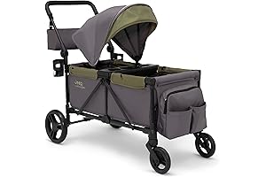 Delta Children Jeep Sport All-Terrain Stroller Wagon, Grey/Olive Green