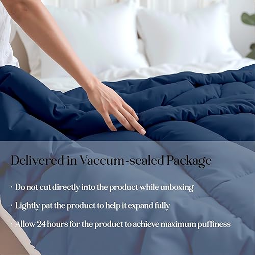 Miniatura 6 de ROYALE LINENS Edredón de tamaño Queen - Edredón acolchado suave para todas las estaciones con 8 pestañas en las esquinas - Edredón de cama