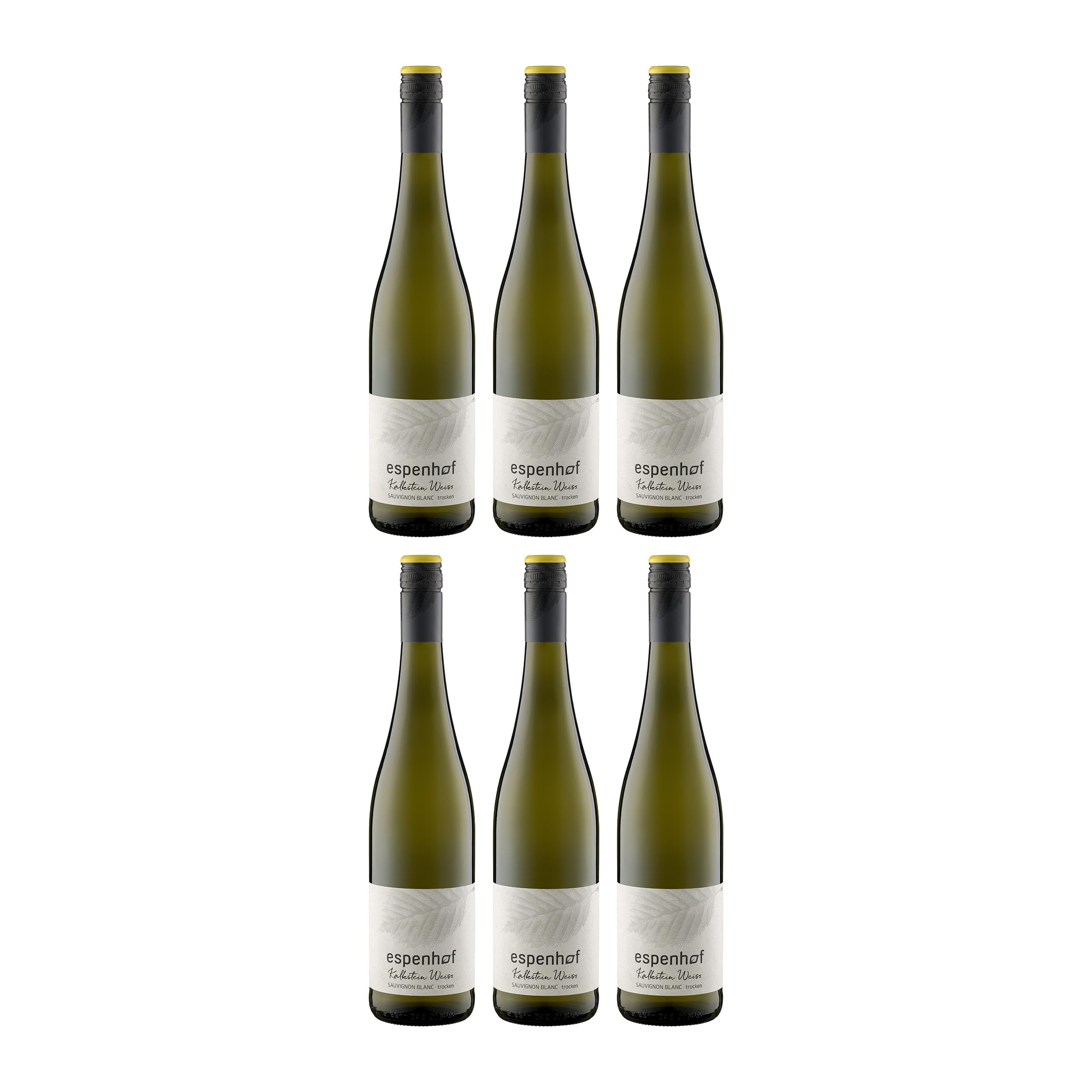Weingut Espenhof KALKSTEIN WEISS Sauvignon Blanc QbA trocken Weisswein Weiss Deutschland inkl. FeinWert E-Book (6 x 0.75 l)