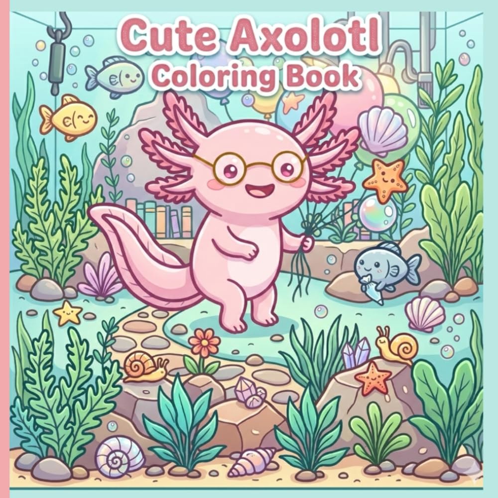 Cute Axolotl Adventure Coloring Book for Kids: 30+ Fun and Easy Axolotl Coloring Pages | Cute Underwater Adventures and Bold & Easy Designs for Kids Ages 4–8