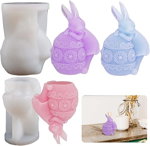 Molde de resina de conejo, molde de vela de conejo, molde de huevo de conejo, molde de animal, molde de fundición de resina de conejo, molde de