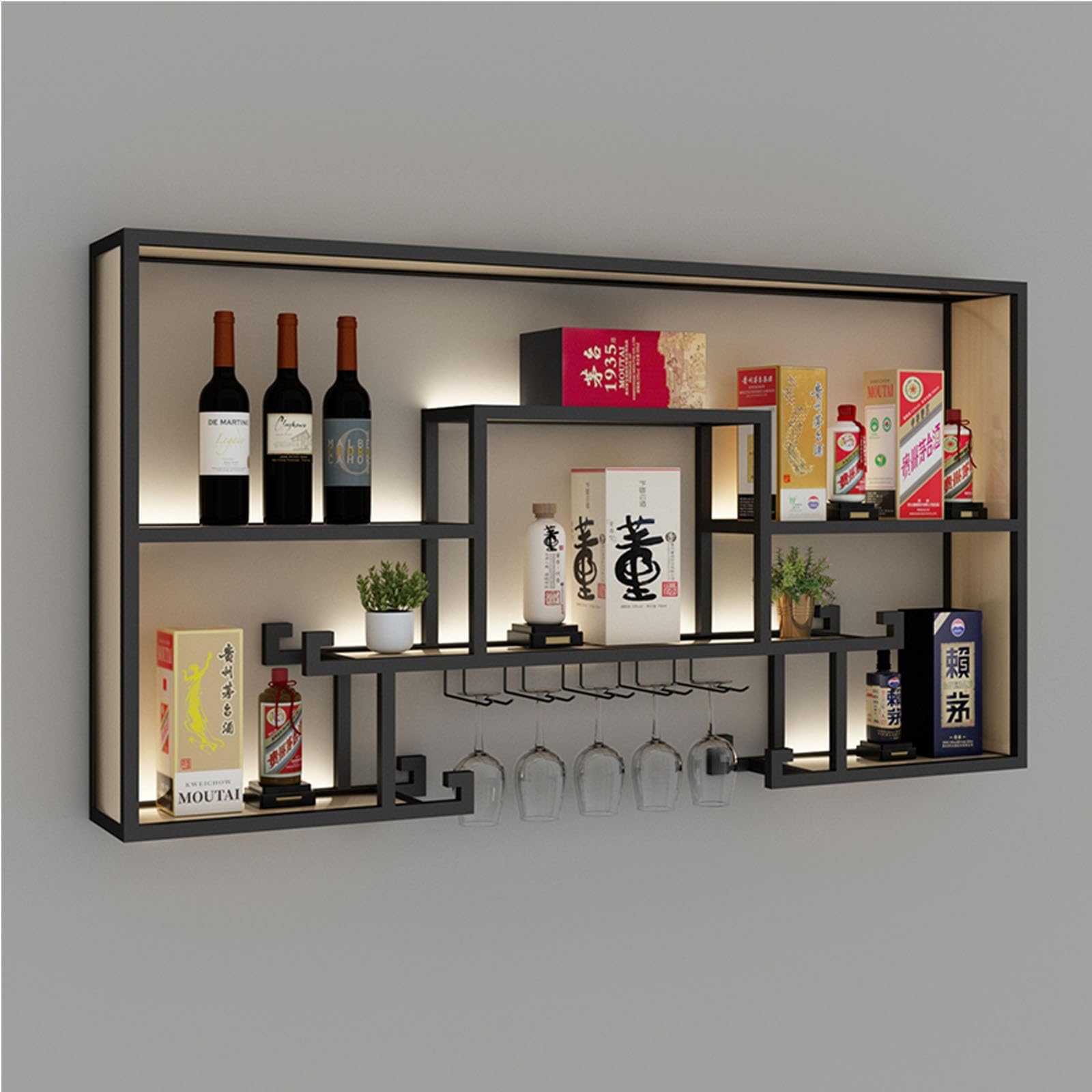 Casier à vin en métal à 3 niveaux pour optimiser vos murs et ranger vos verres