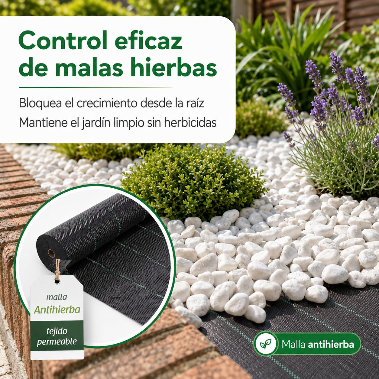Malla Antihierba 130 Gramos, Rollo 2x100m, Malla Geotextil contra Maleza y Malas Hierbas, para el Huerto, Estable a Rayos UV y Permeable
