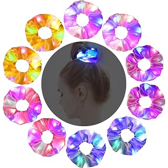 Set of 10 5 Colours LED Light Hair Accessories Satin Light Hair Accessories for Women Gift for Girls Luminous Headwear Party Decorations